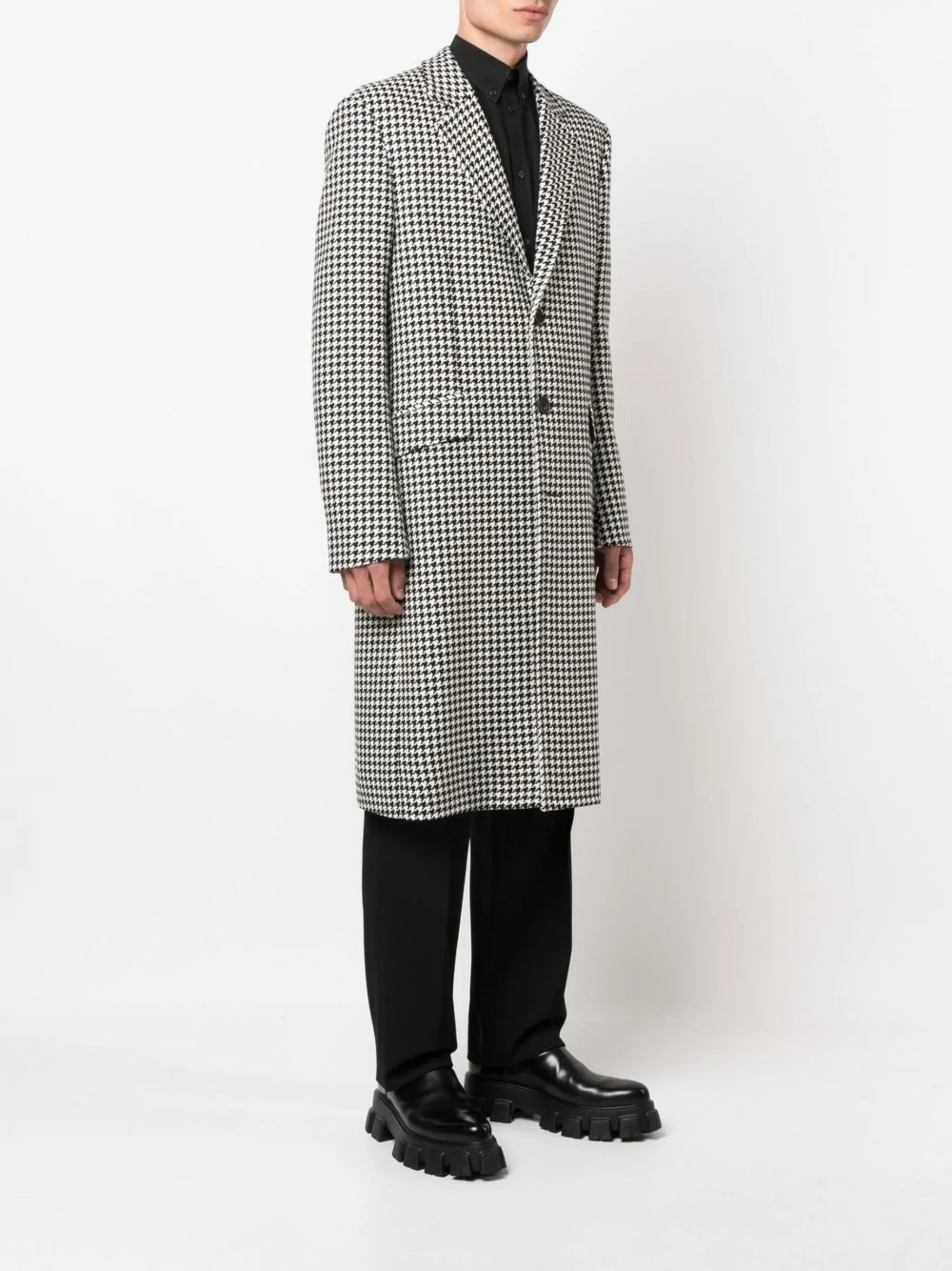 houndstooth single-breasted coat