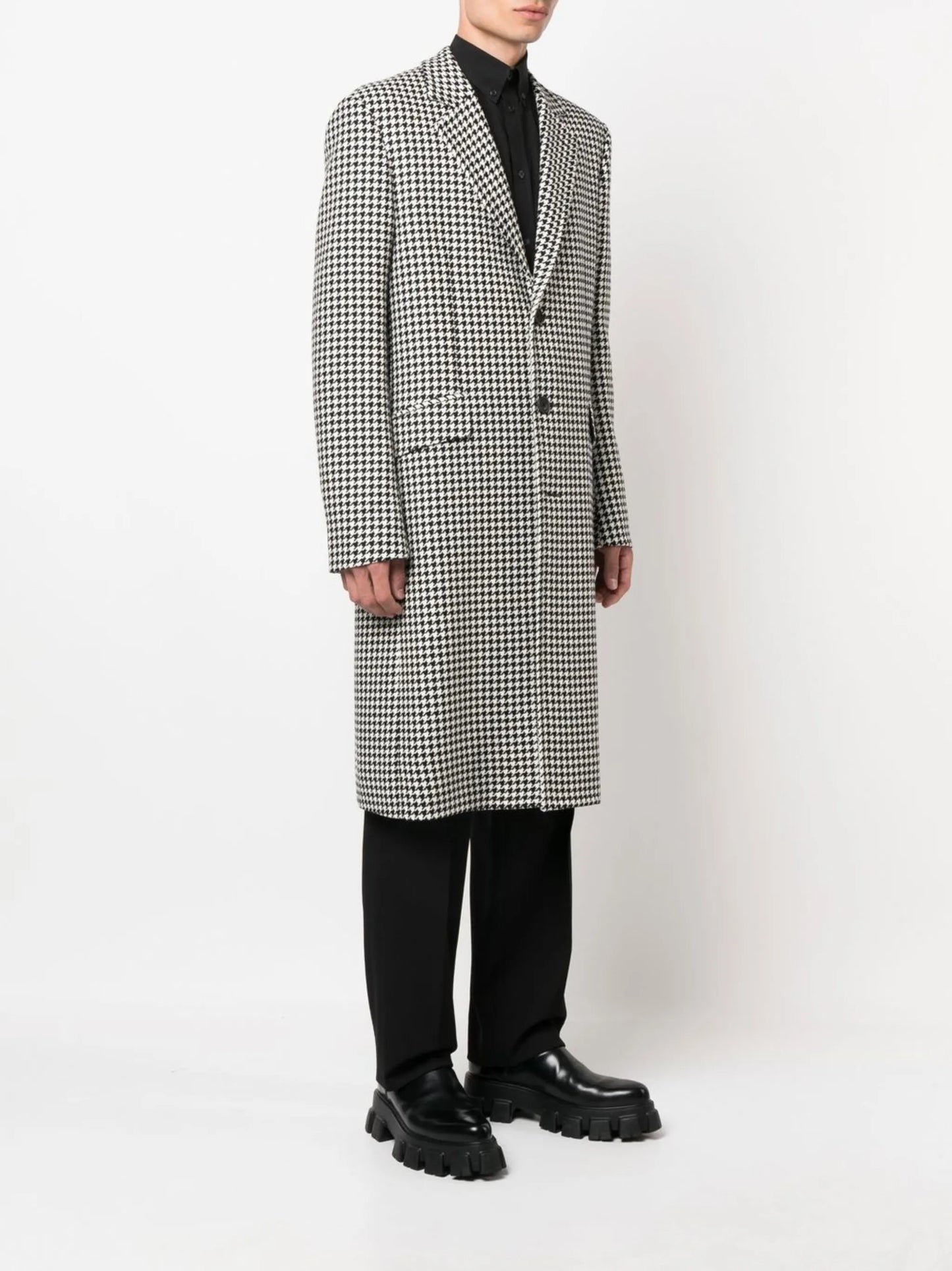 houndstooth single-breasted coat