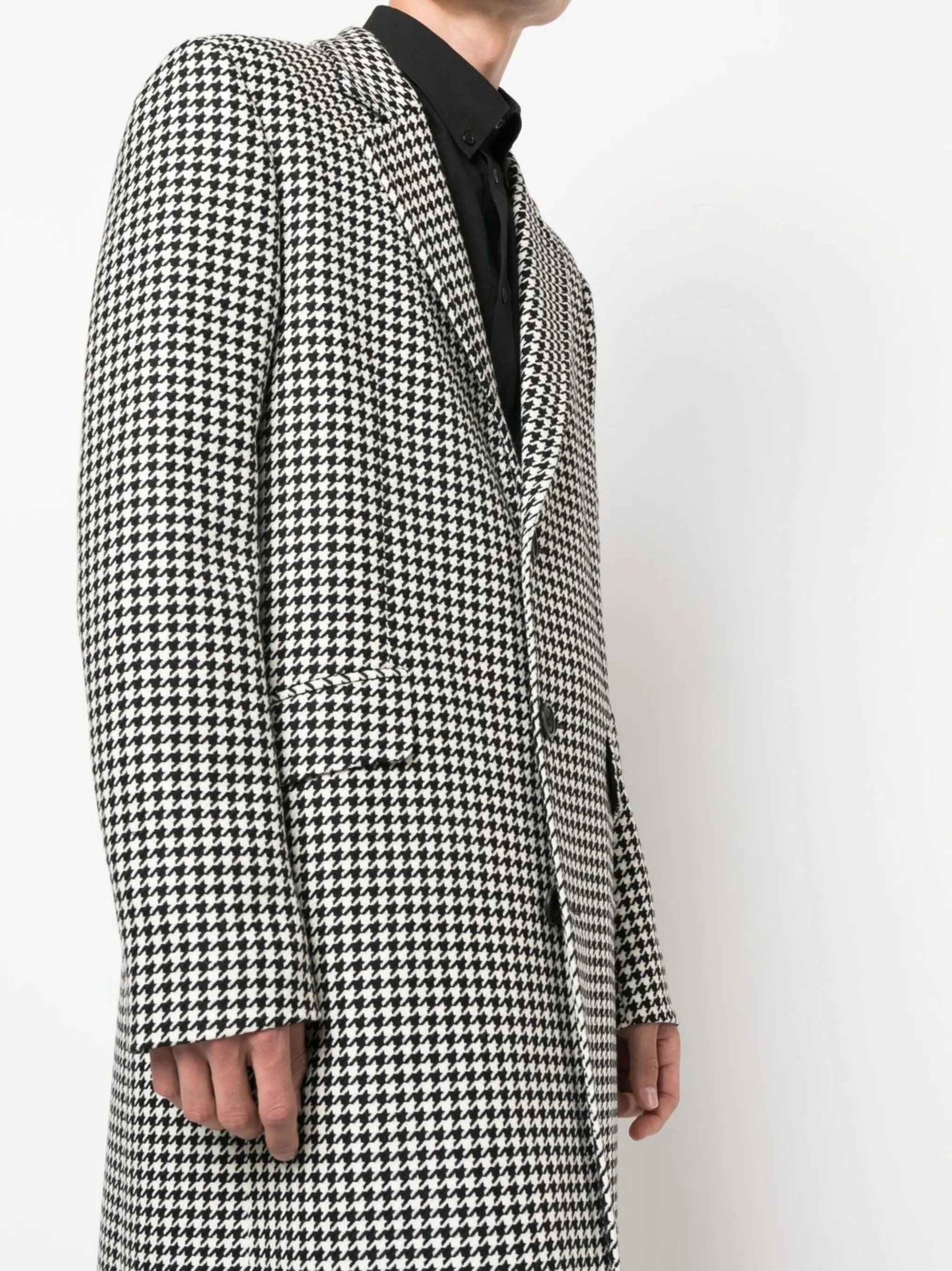 houndstooth single-breasted coat