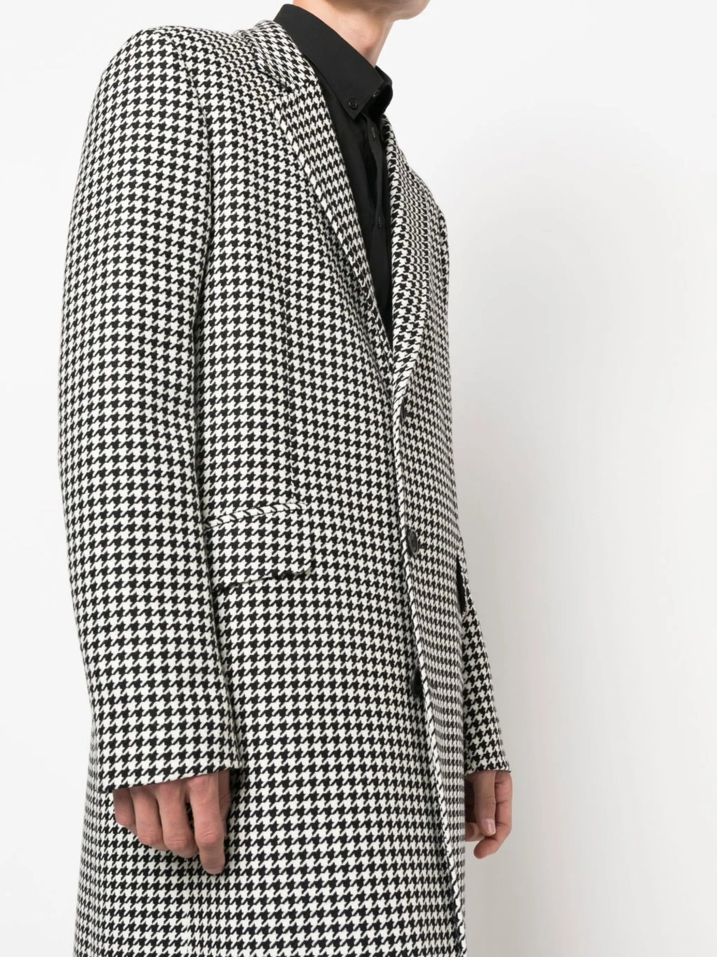 houndstooth single-breasted coat