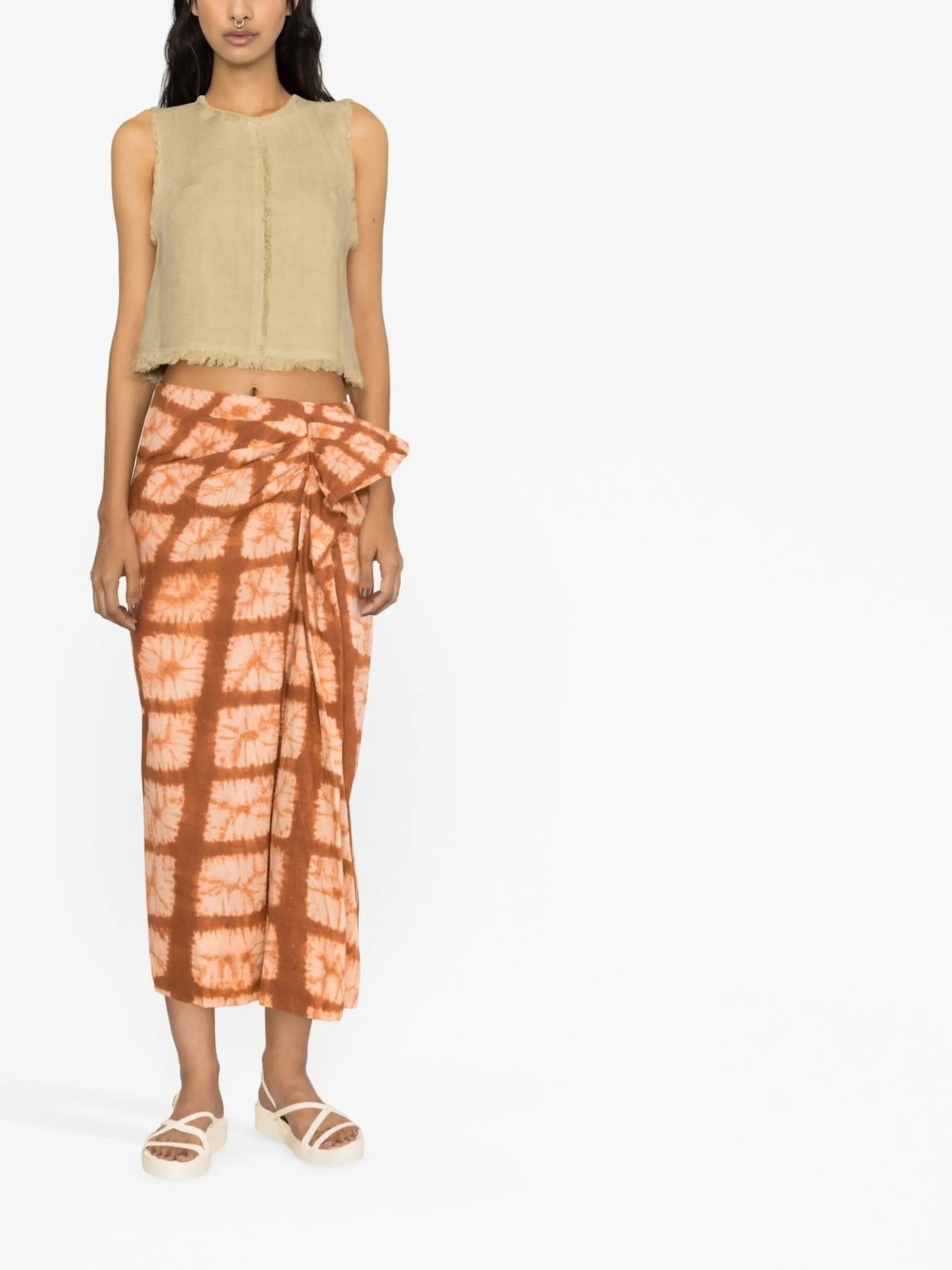 Ember drape-detail midi skirt