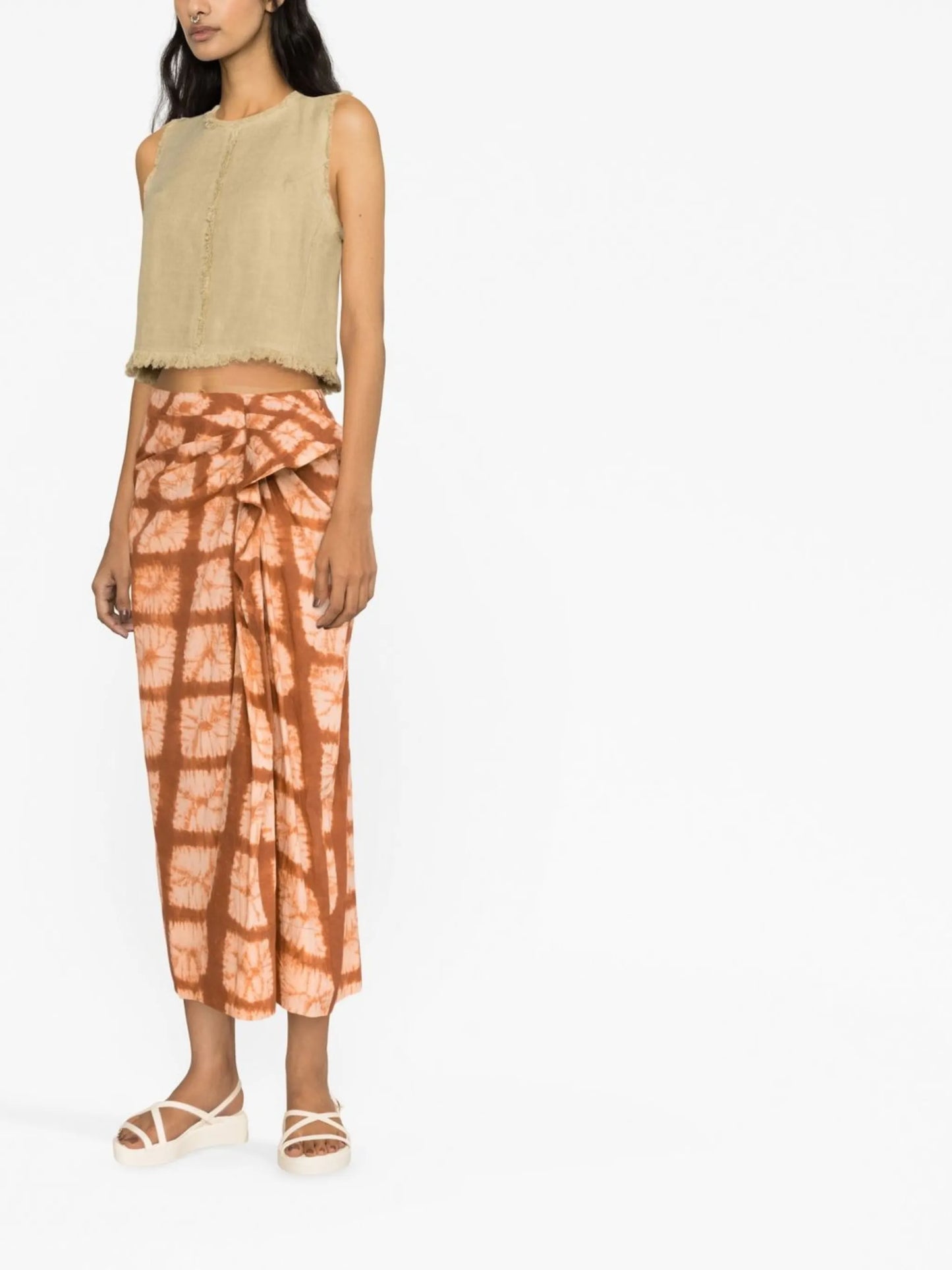 Ember drape-detail midi skirt