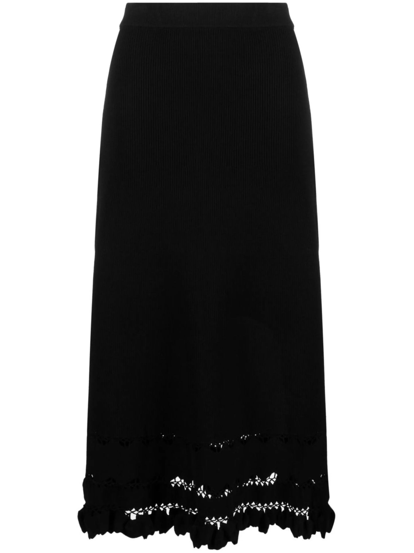 lace-panel high-waisted skirt