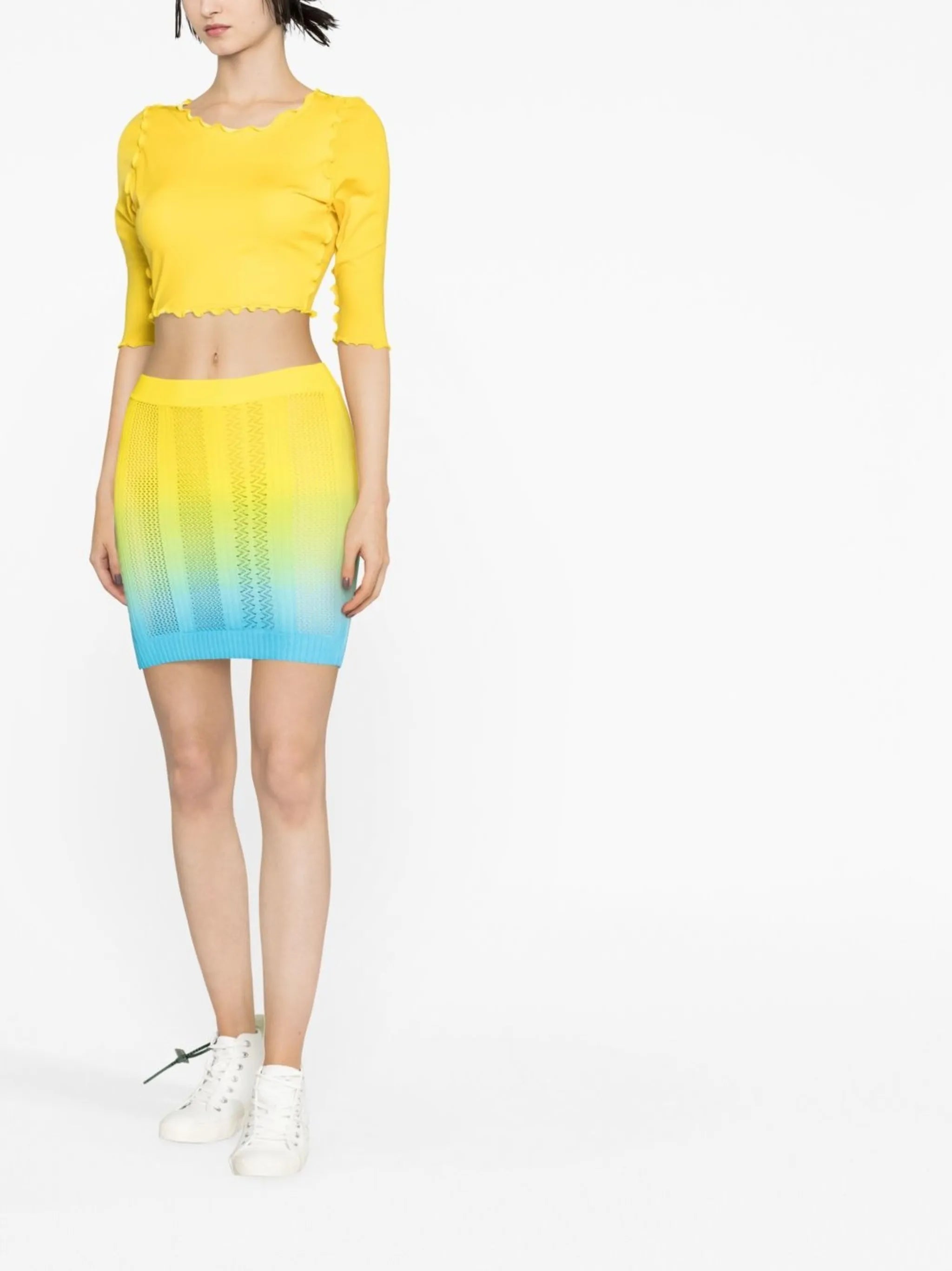 Ombré-effect crew-neck miniskirt