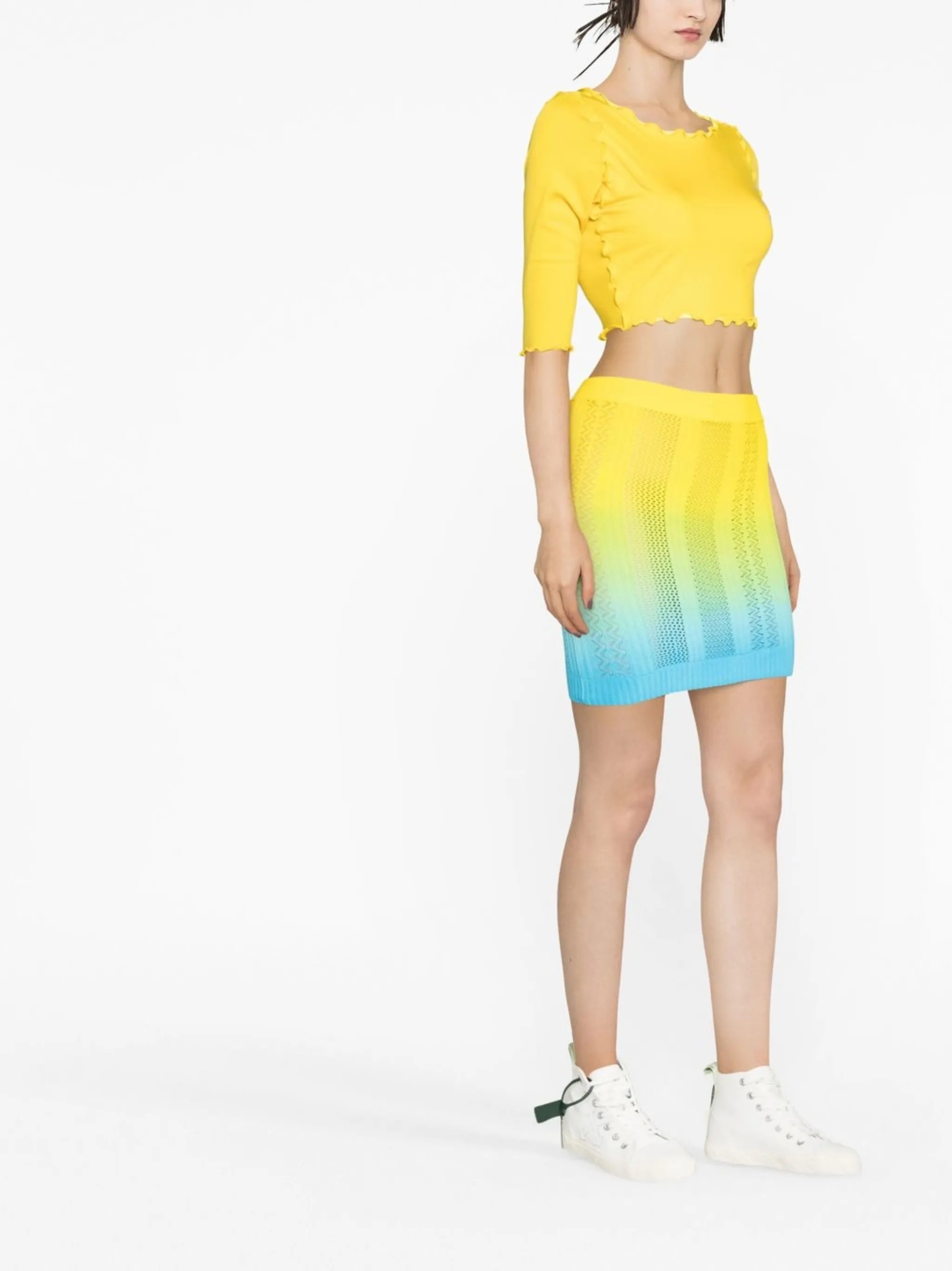 Ombré-effect crew-neck miniskirt