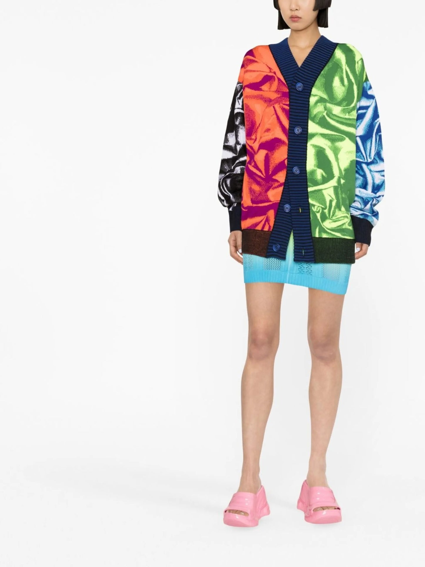 abstract-pattern print cardigan