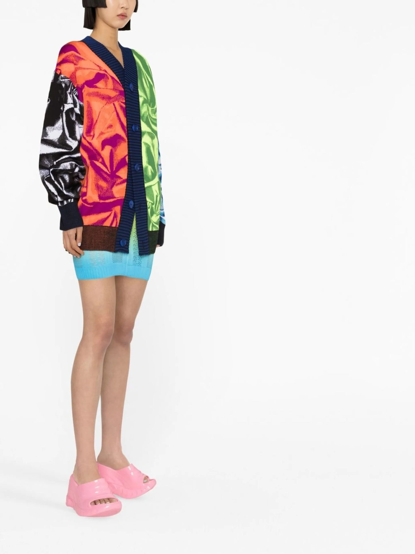 abstract-pattern print cardigan