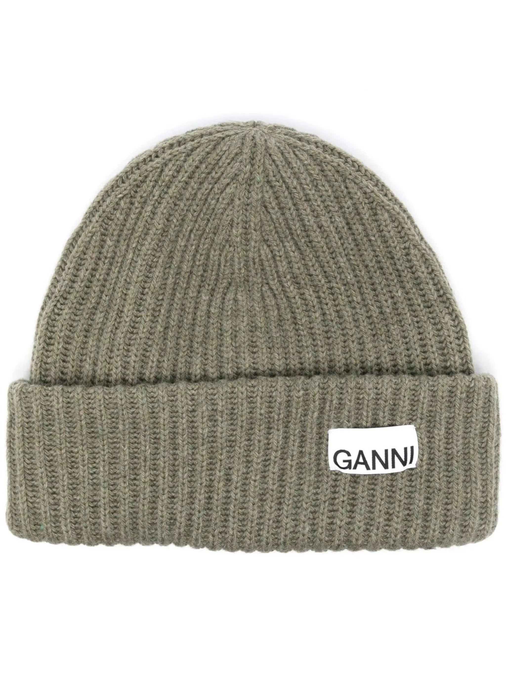 logo-patch ribbed-knit beanie