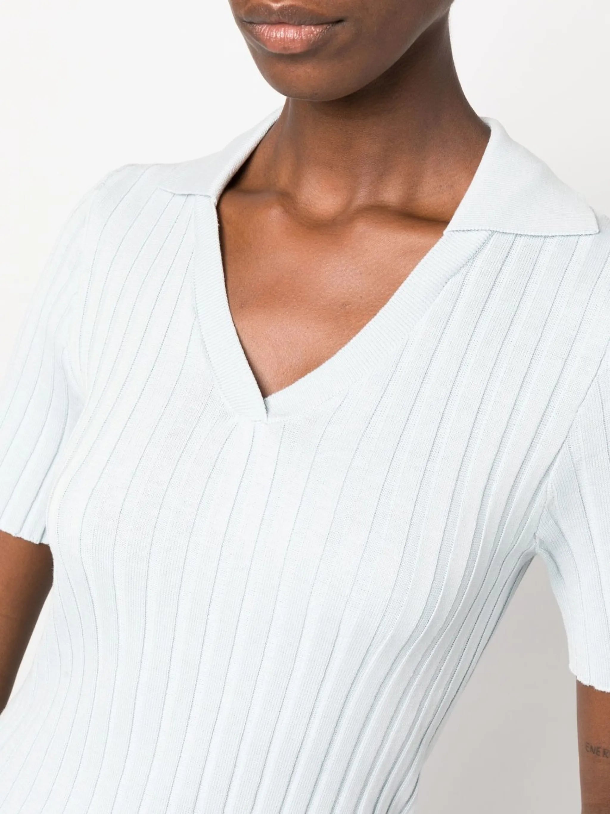 ribbed-knit short-sleeve top
