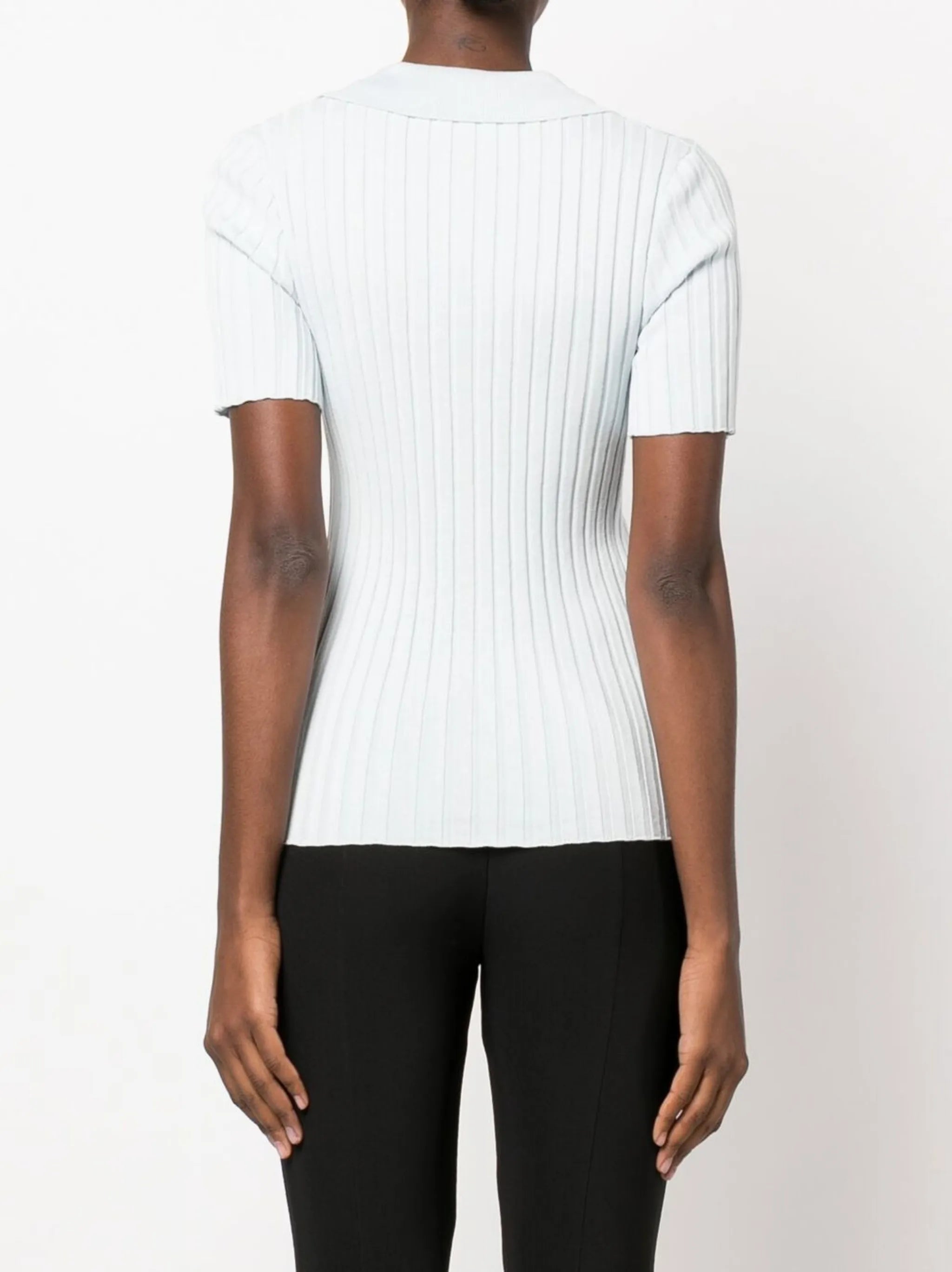 ribbed-knit short-sleeve top