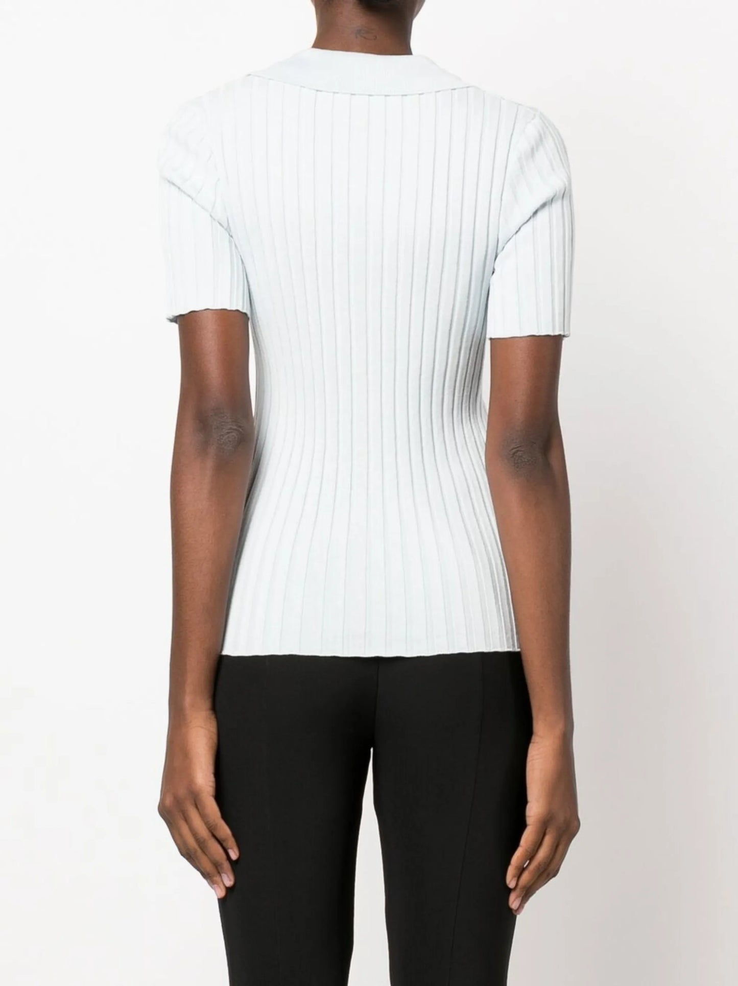 ribbed-knit short-sleeve top