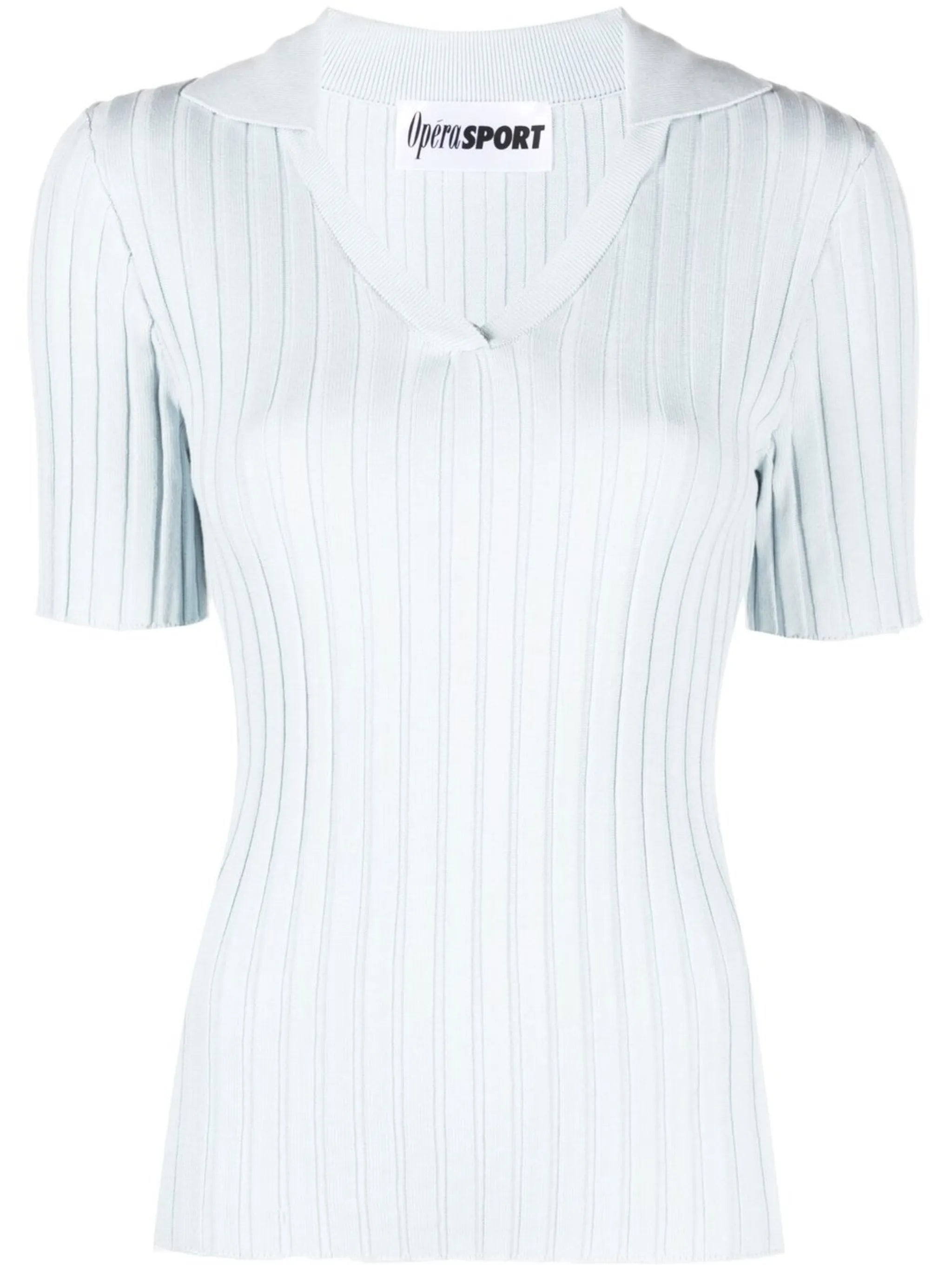 ribbed-knit short-sleeve top