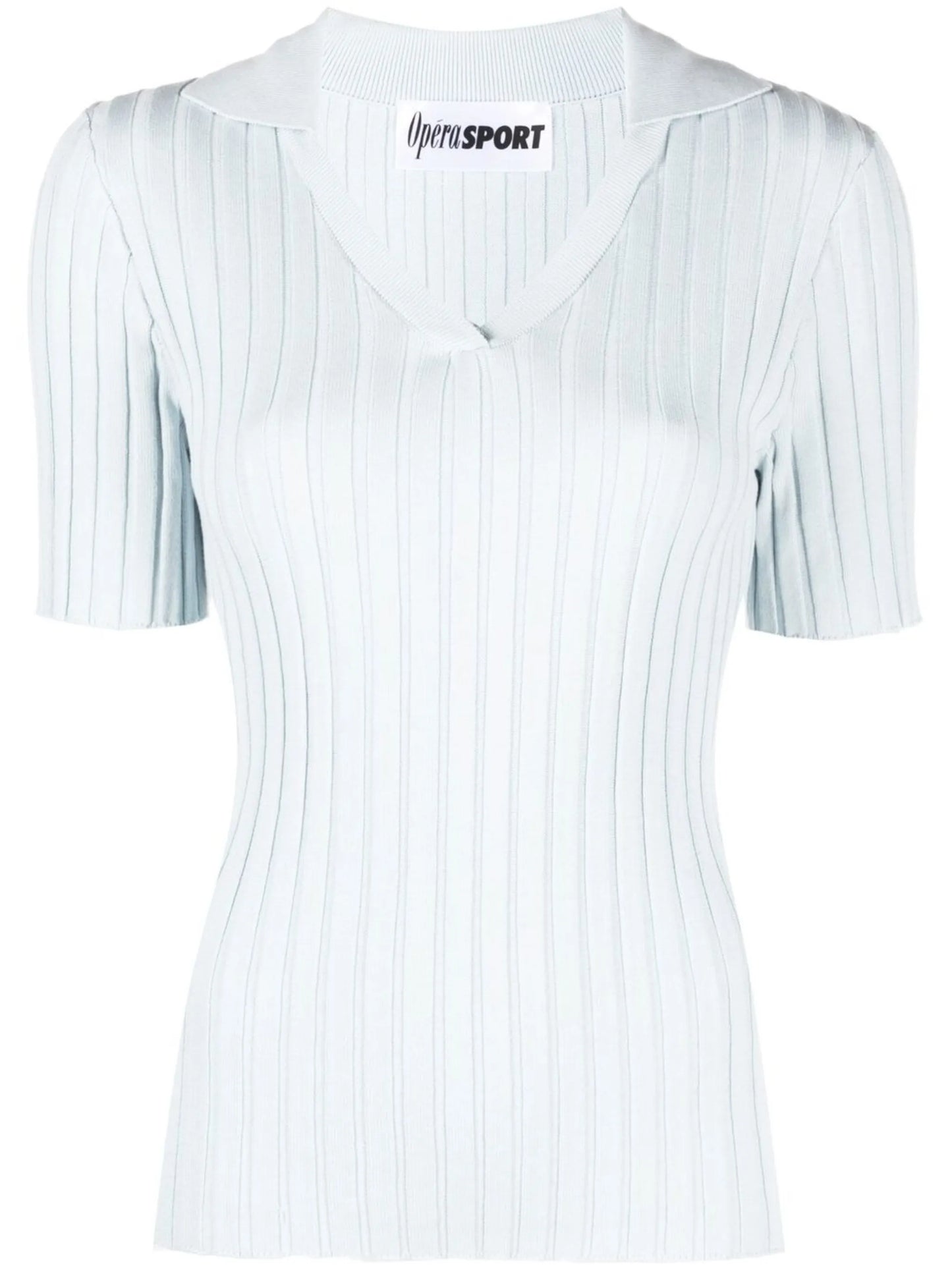 ribbed-knit short-sleeve top