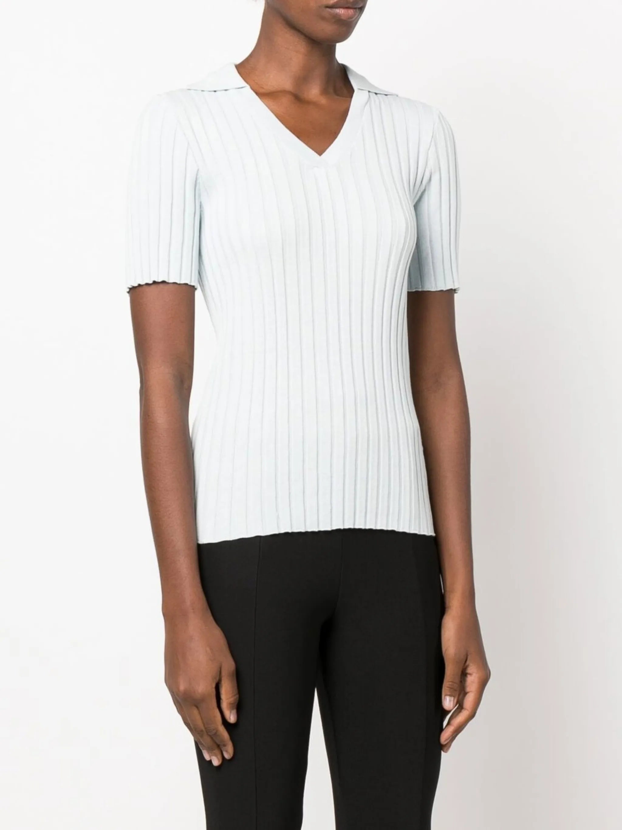 ribbed-knit short-sleeve top