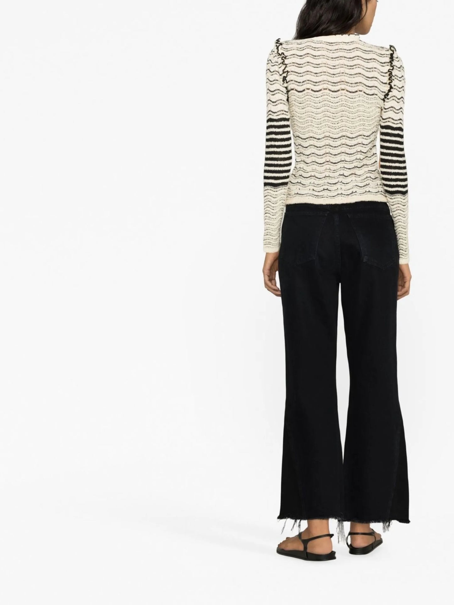 Beige Textured Wave Knit Top