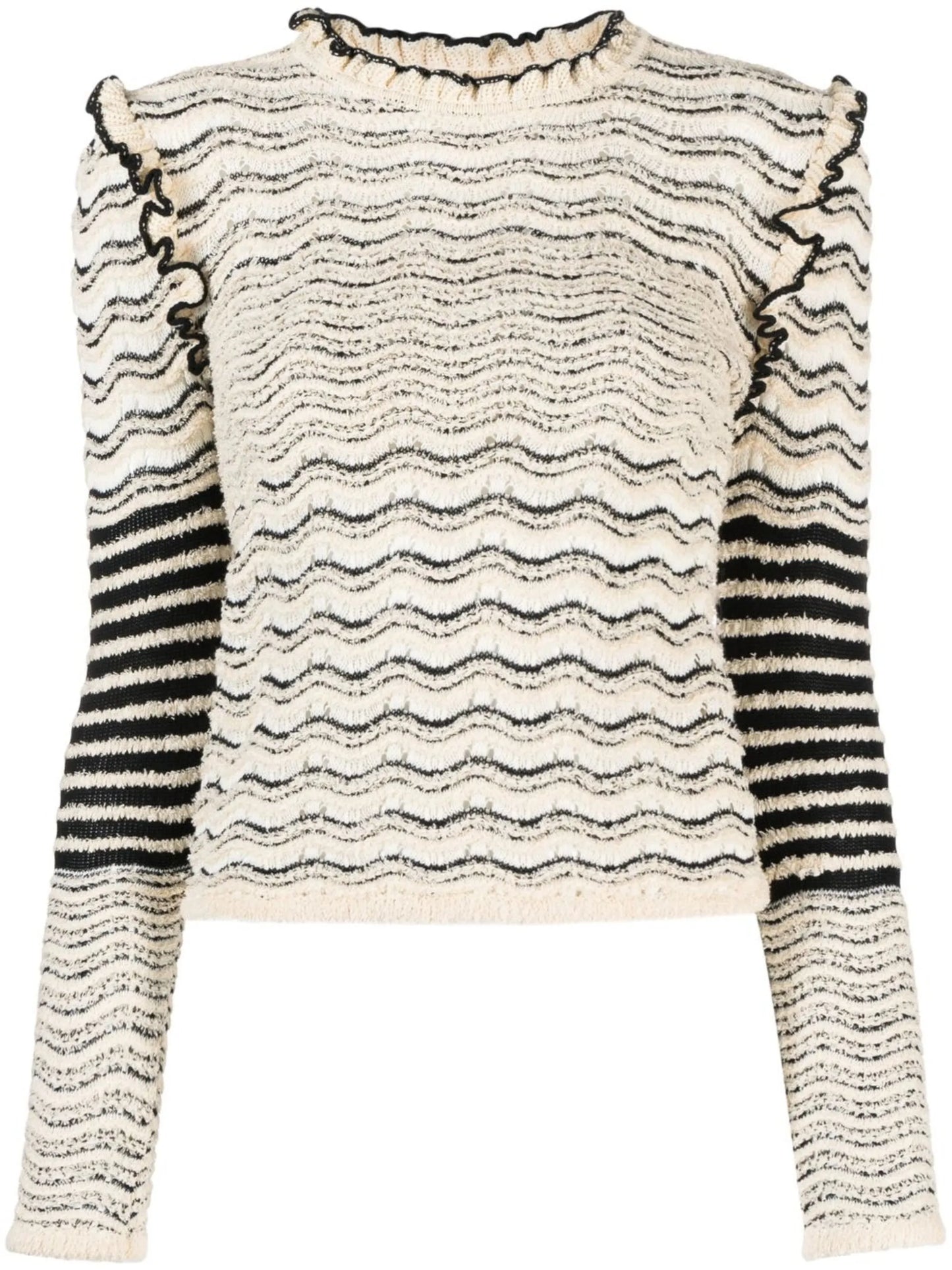Beige Textured Wave Knit Top