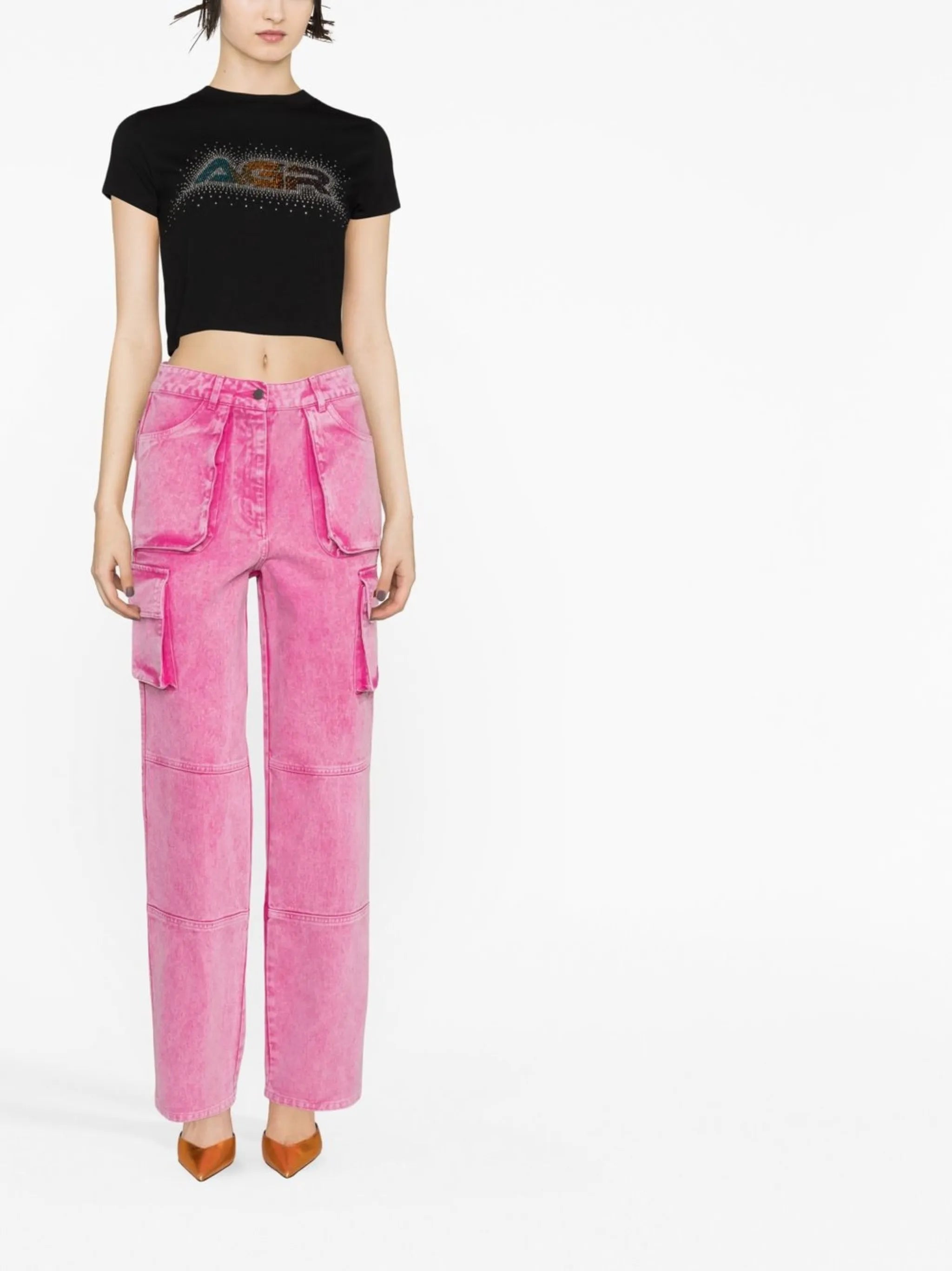 logo embellished cropped t-shirt