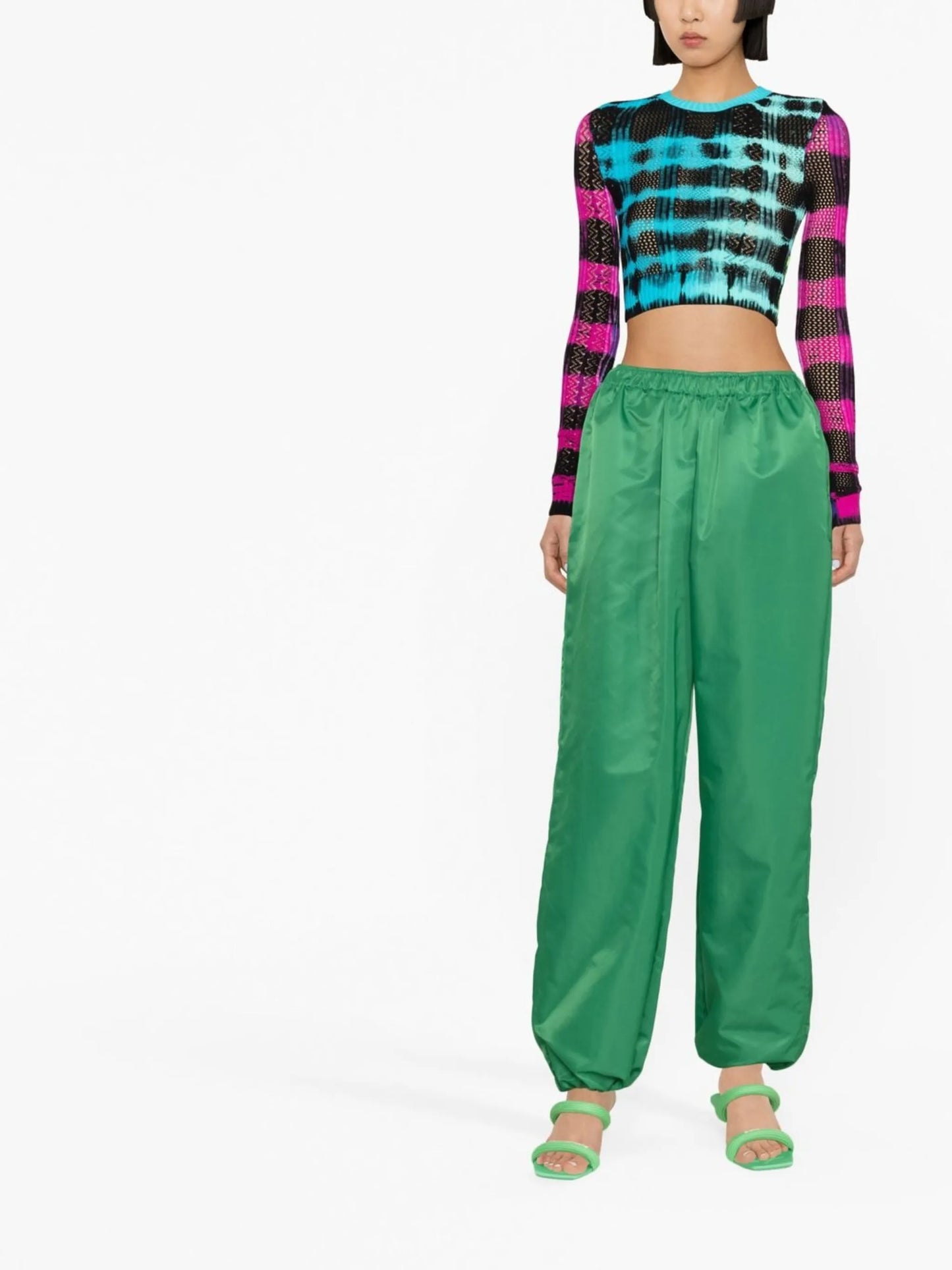 tie-dye long-sleeve crop top
