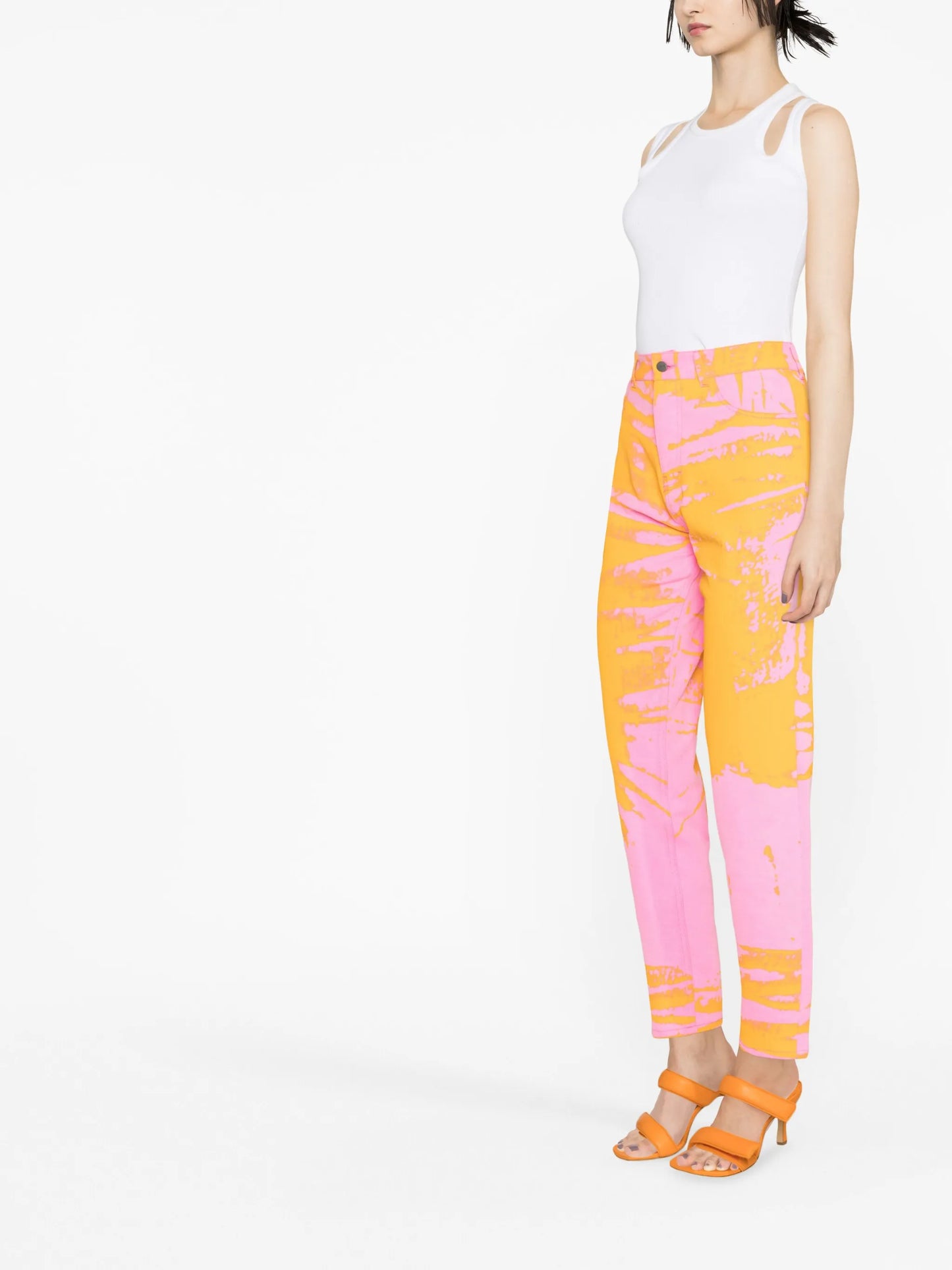 printed straight-leg jeans