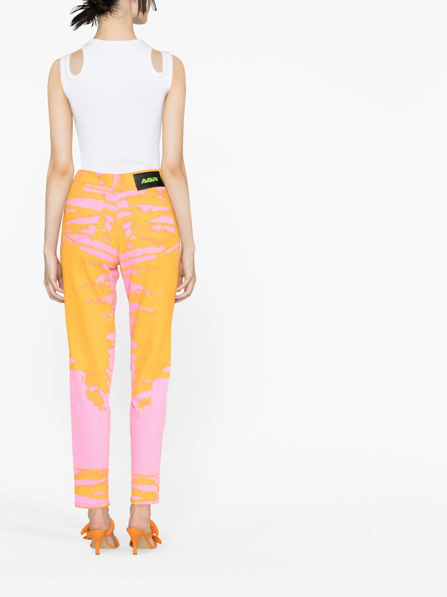 printed straight-leg jeans