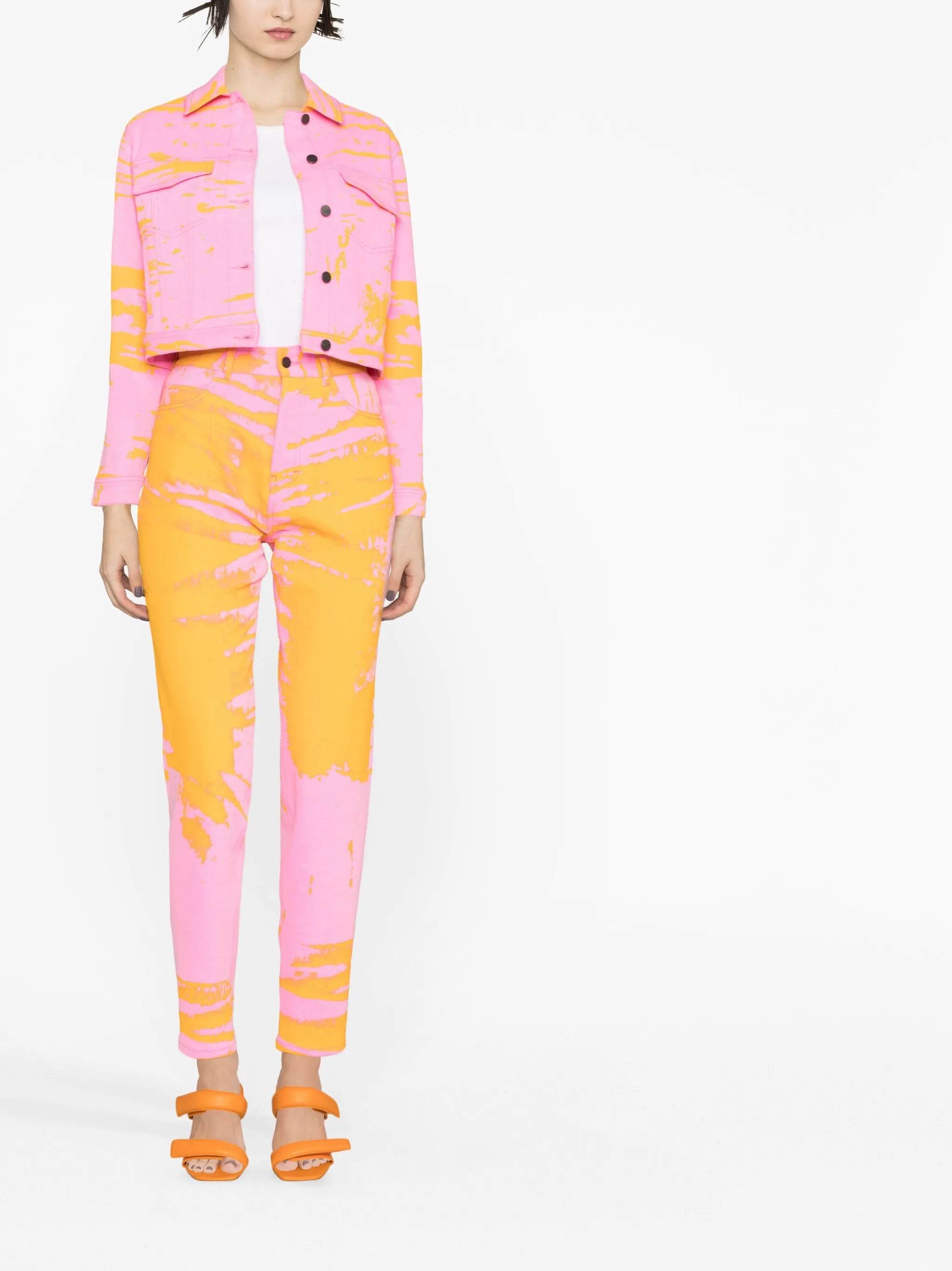 printed straight-leg jeans