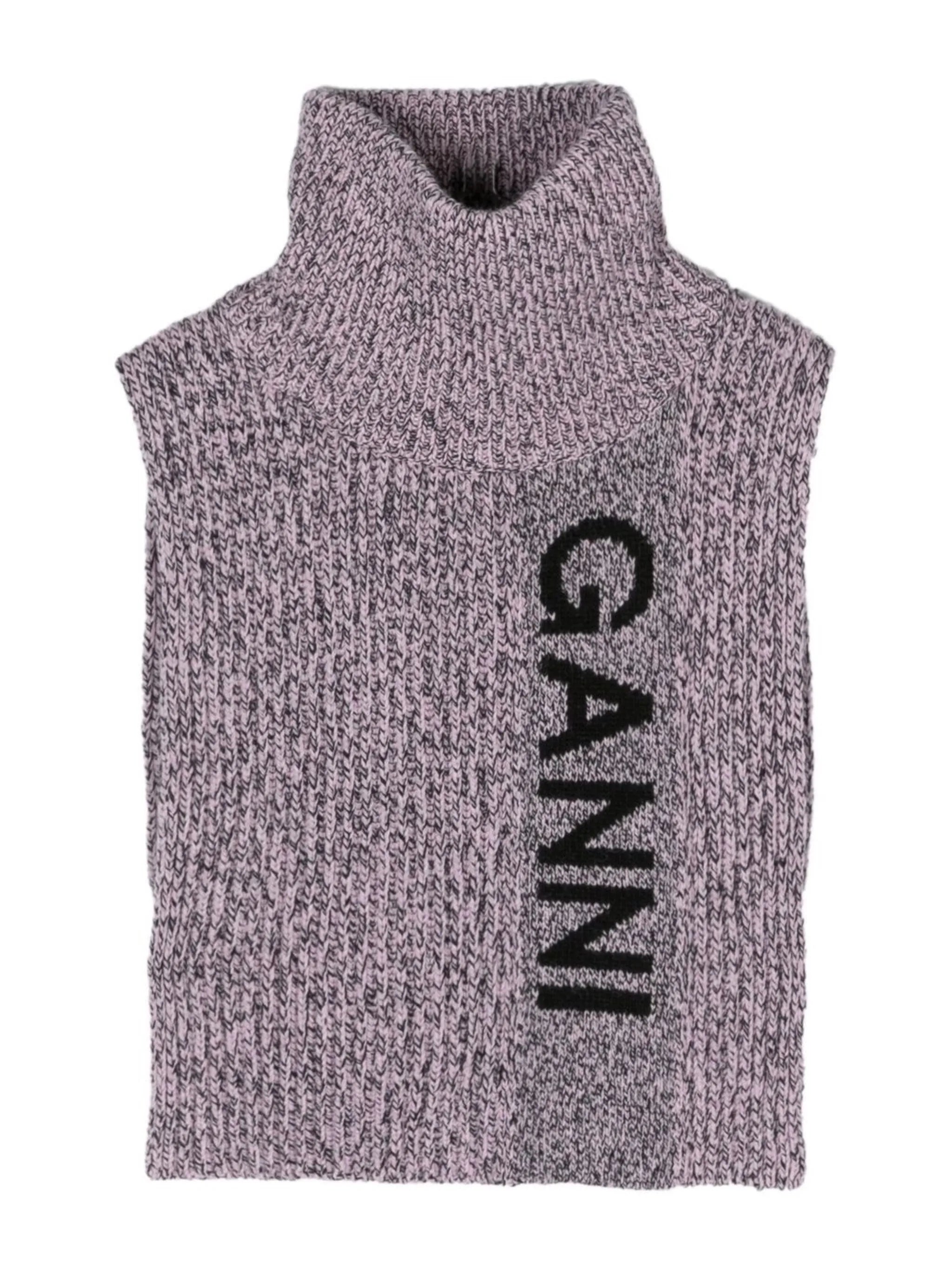intarsia-knit logo collar