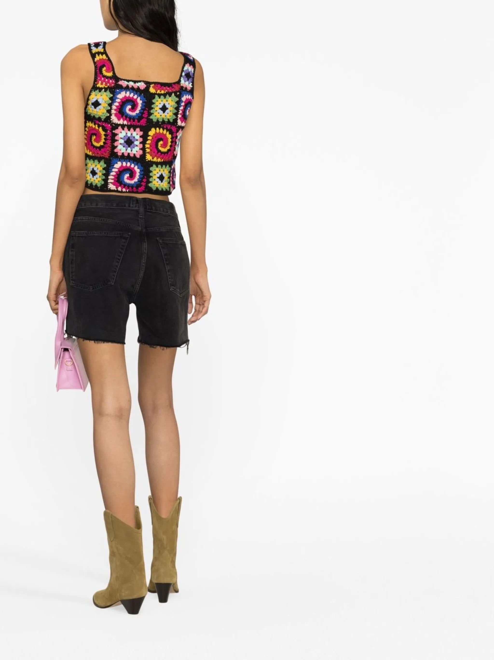 crochet panelled crop top