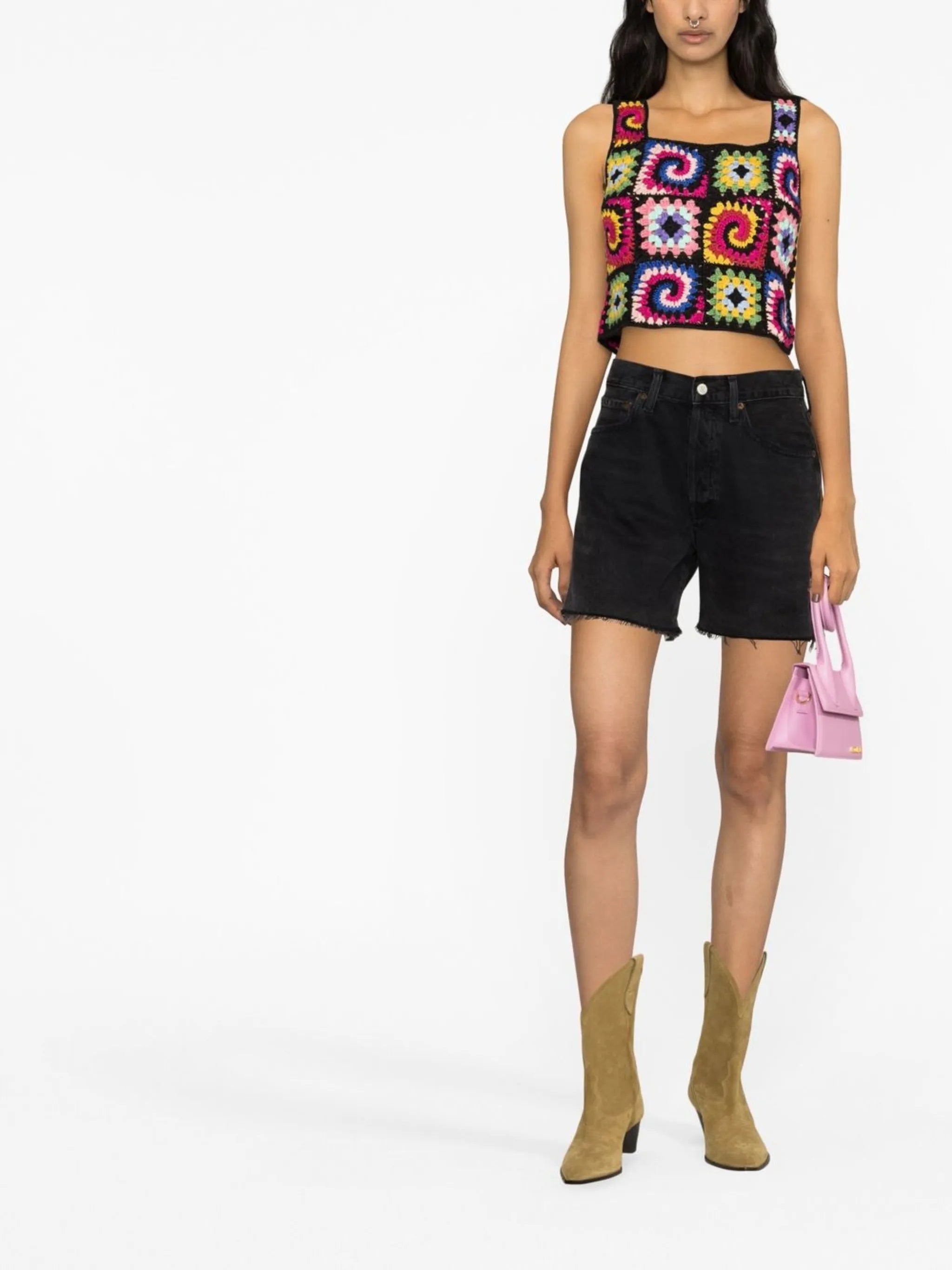 crochet panelled crop top