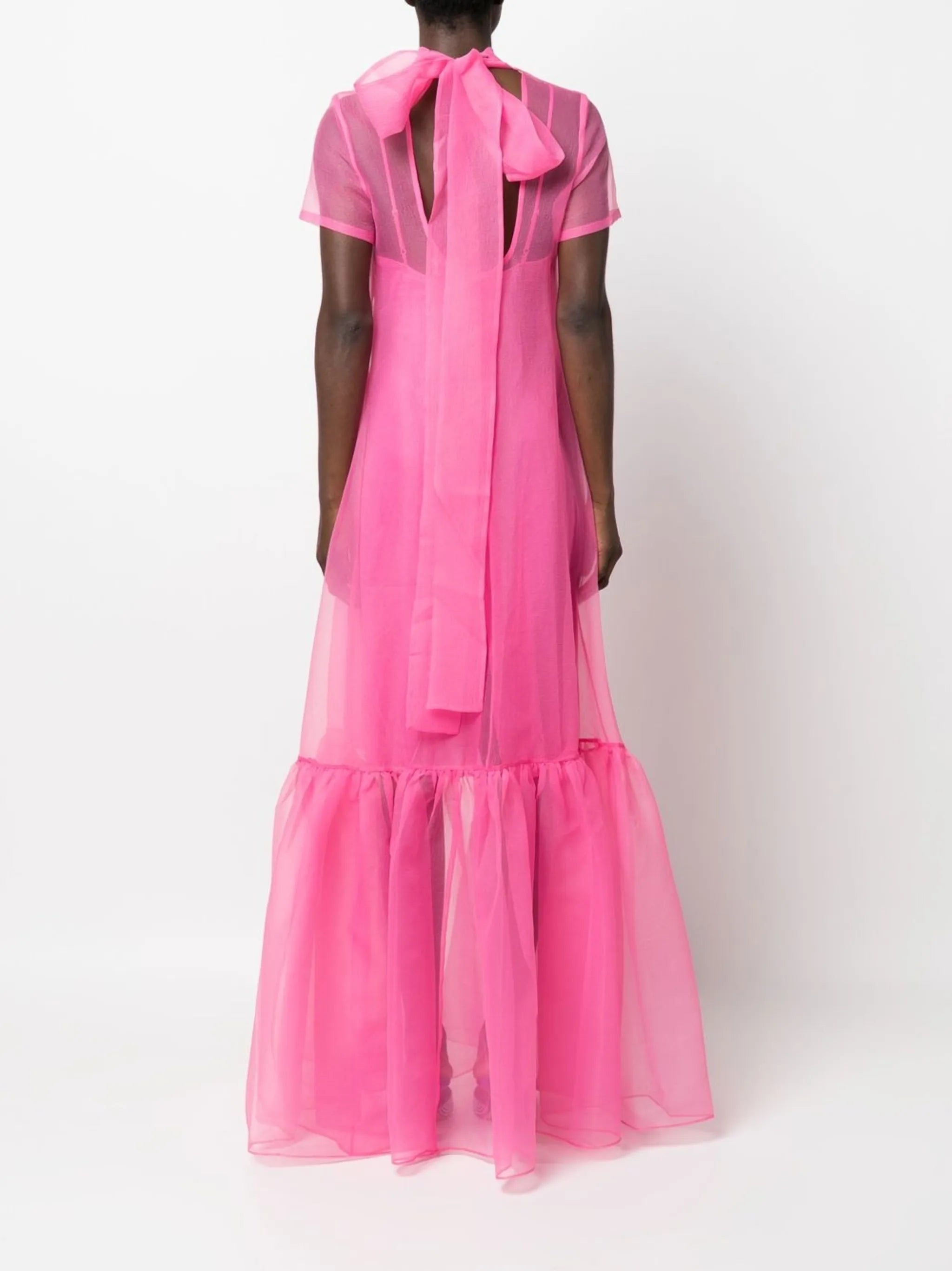 Calluna high-neck tiered organza gown