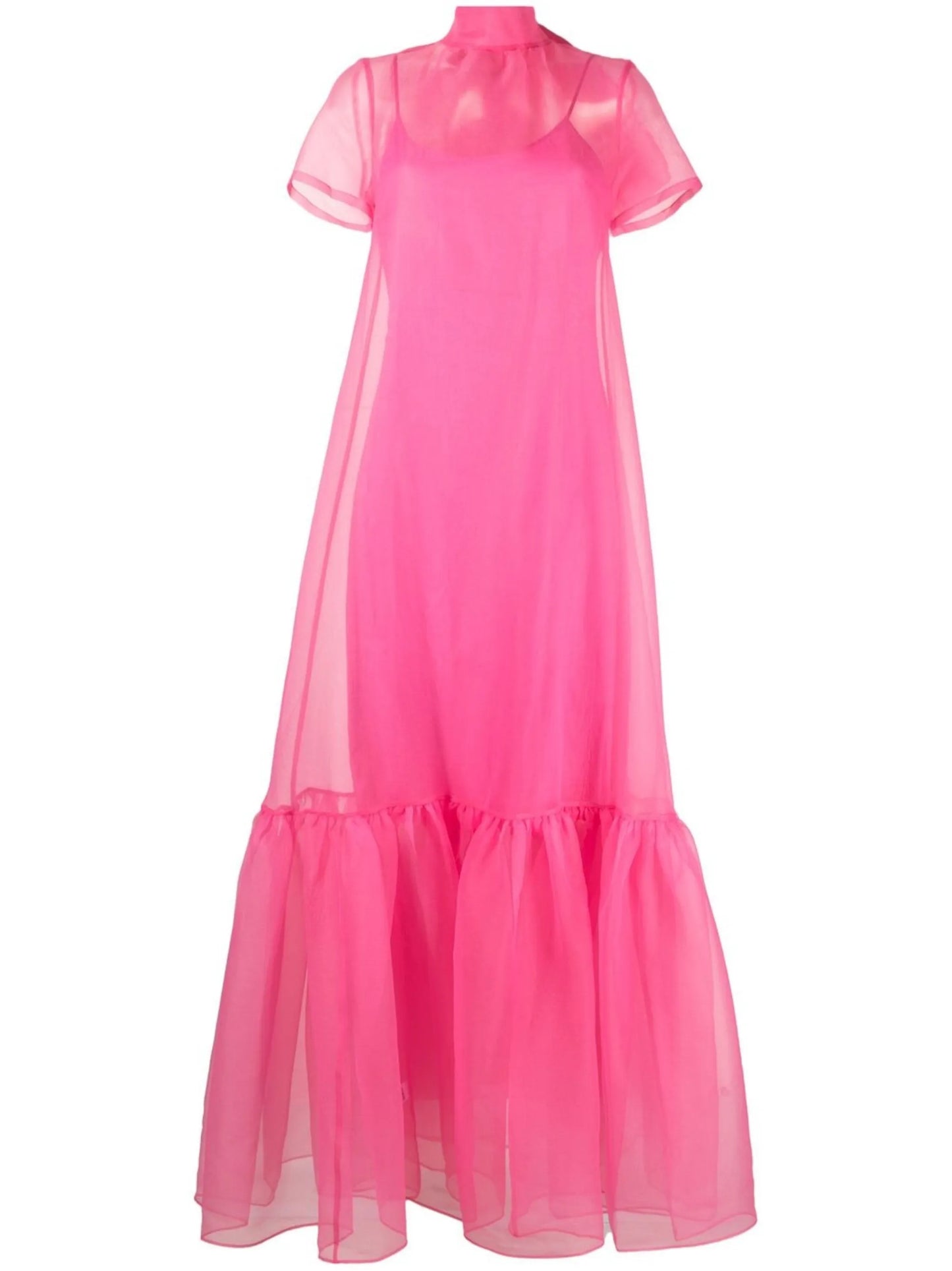 Calluna high-neck tiered organza gown