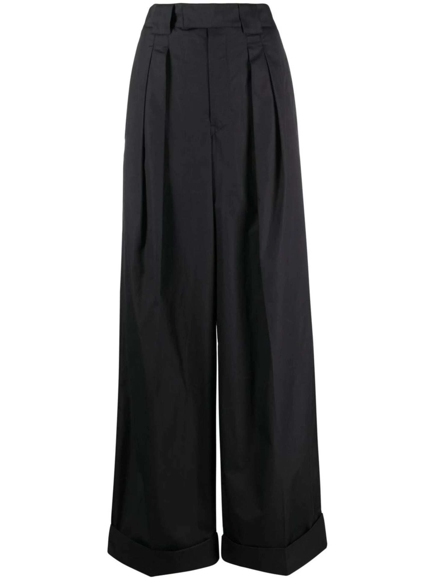high-waisted pleated trousers