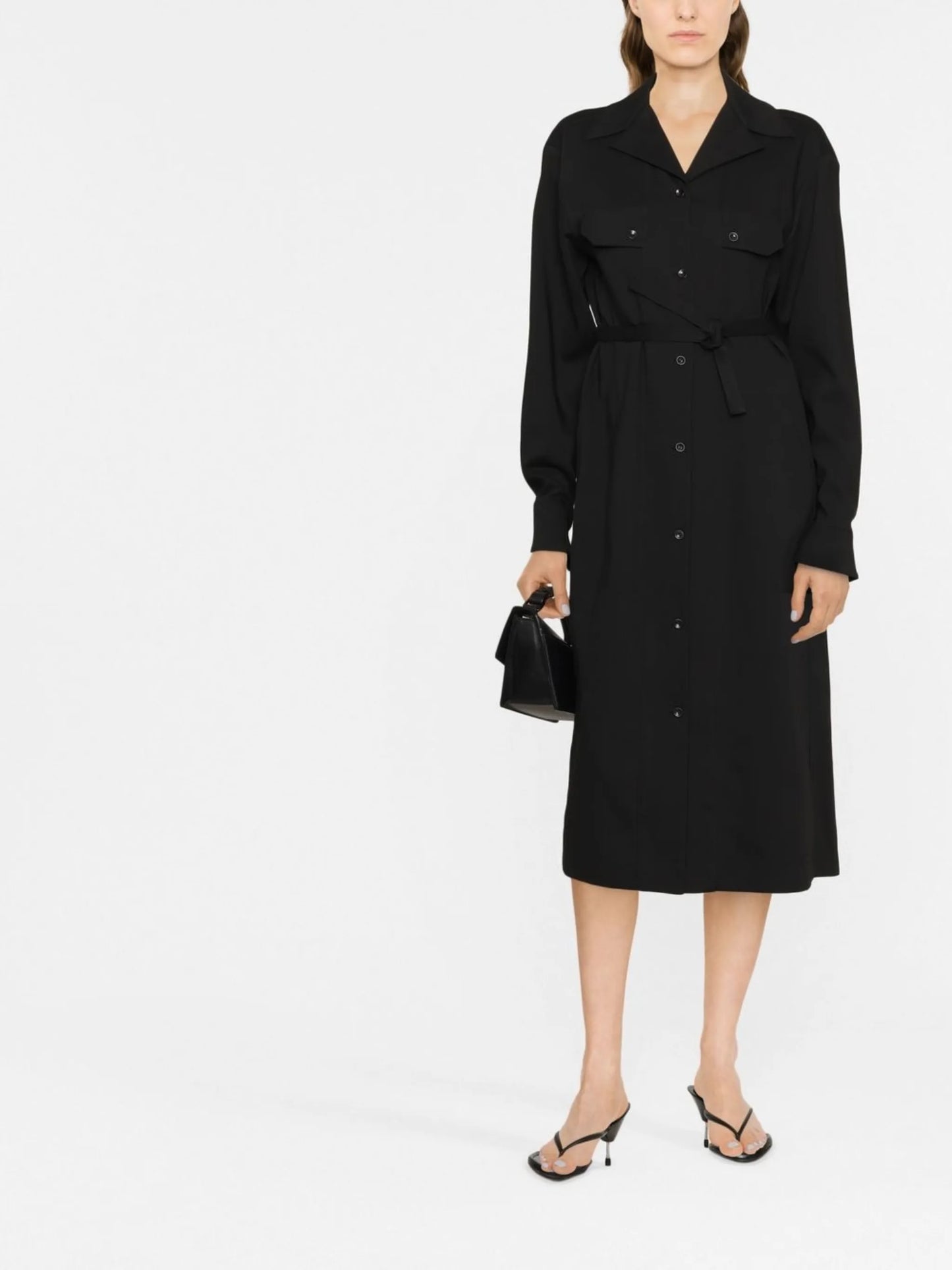 spread-collar long-sleeve dress