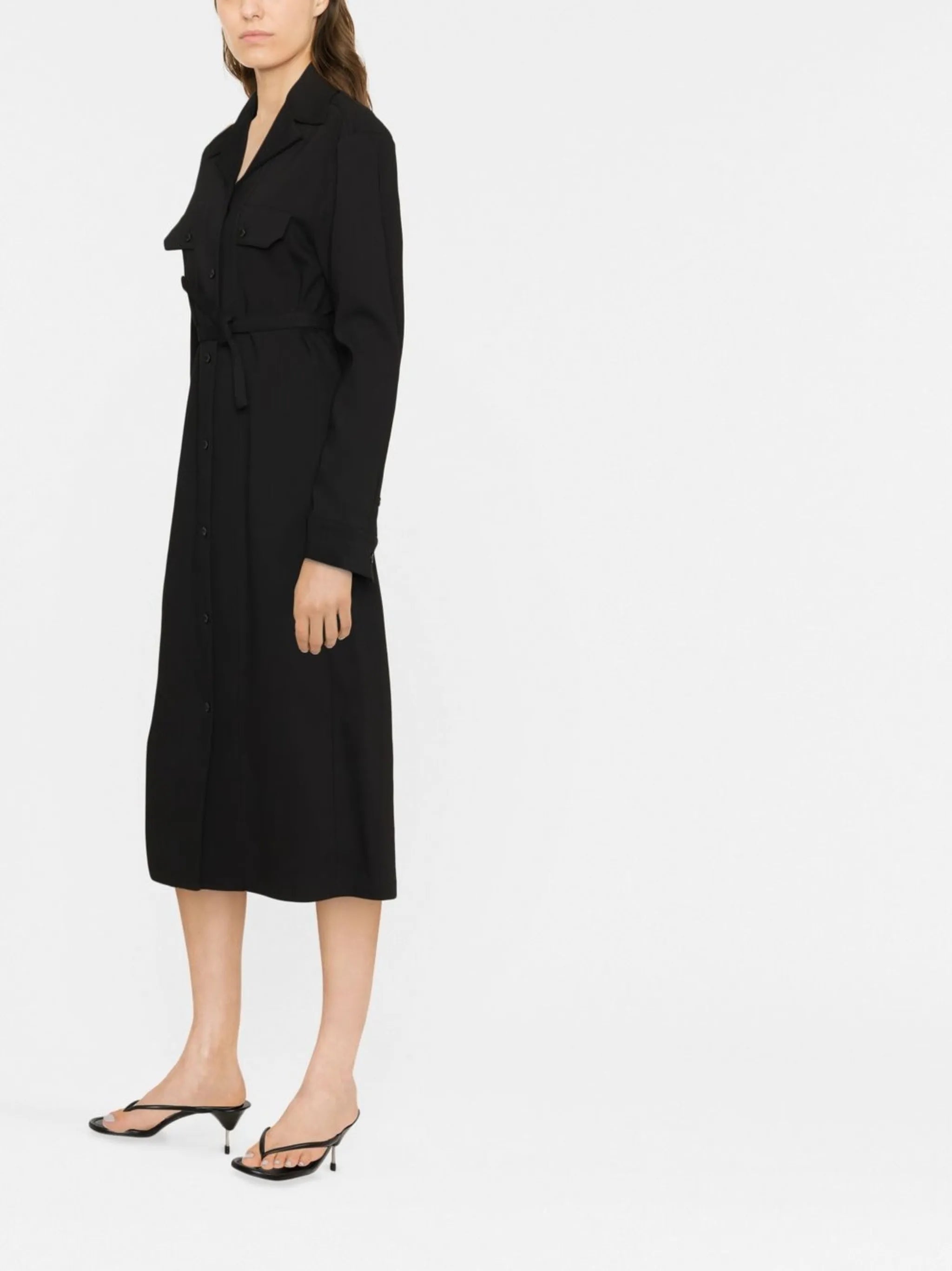spread-collar long-sleeve dress