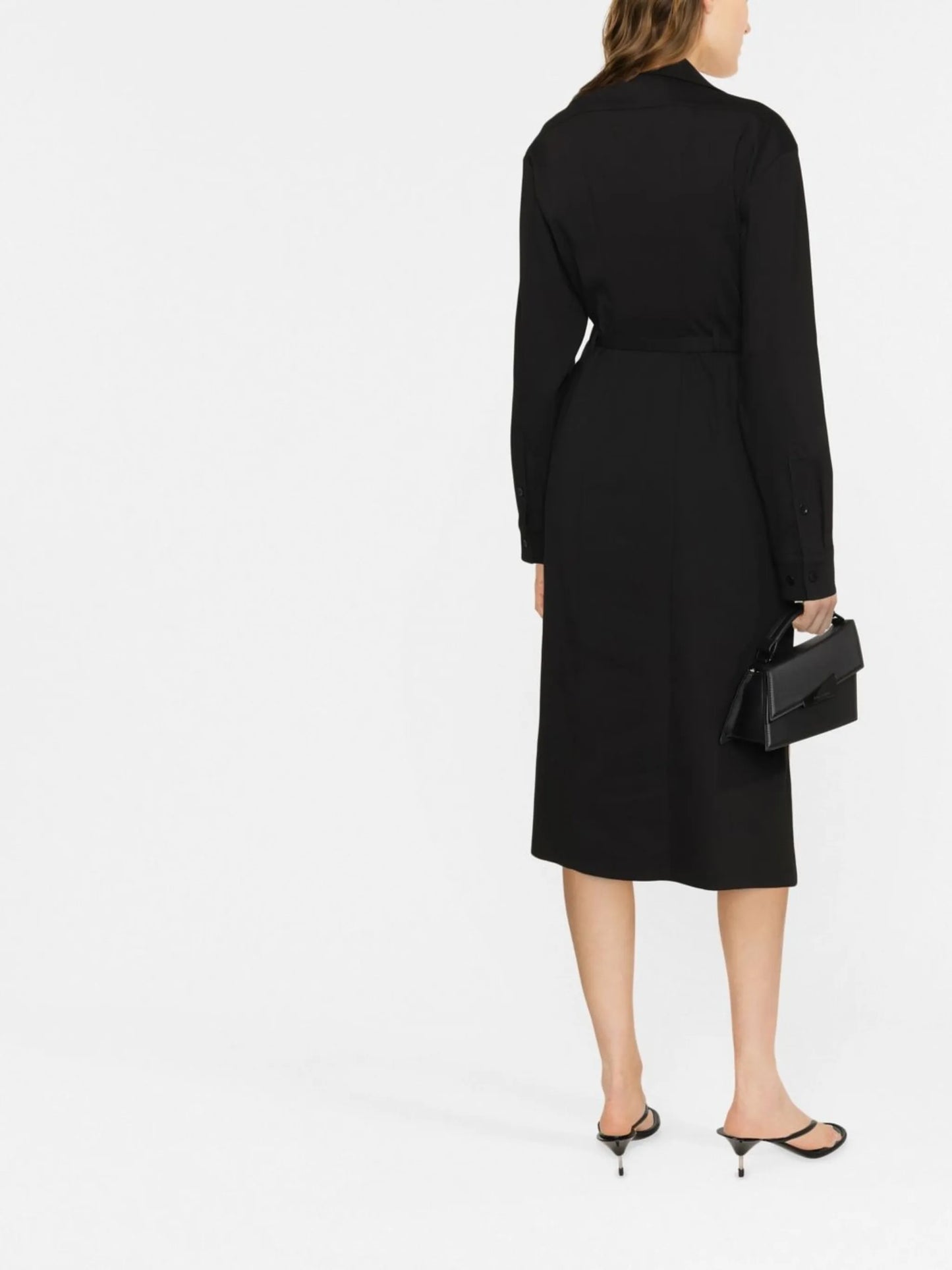 spread-collar long-sleeve dress