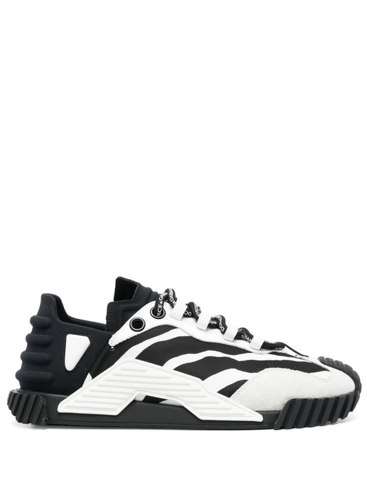panelled lace-up sneakers
