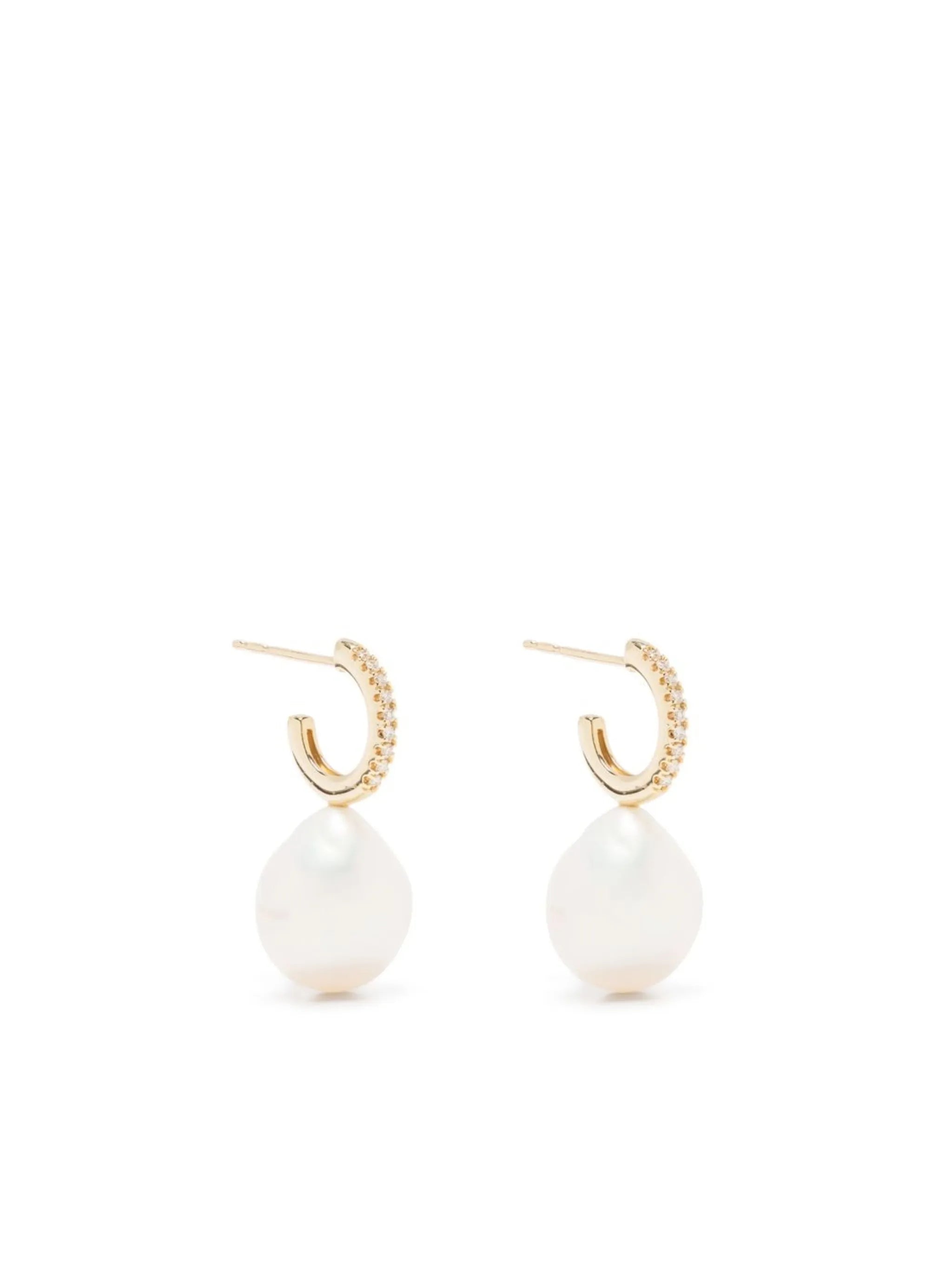14kt yellow gold pearl and diamond earrings