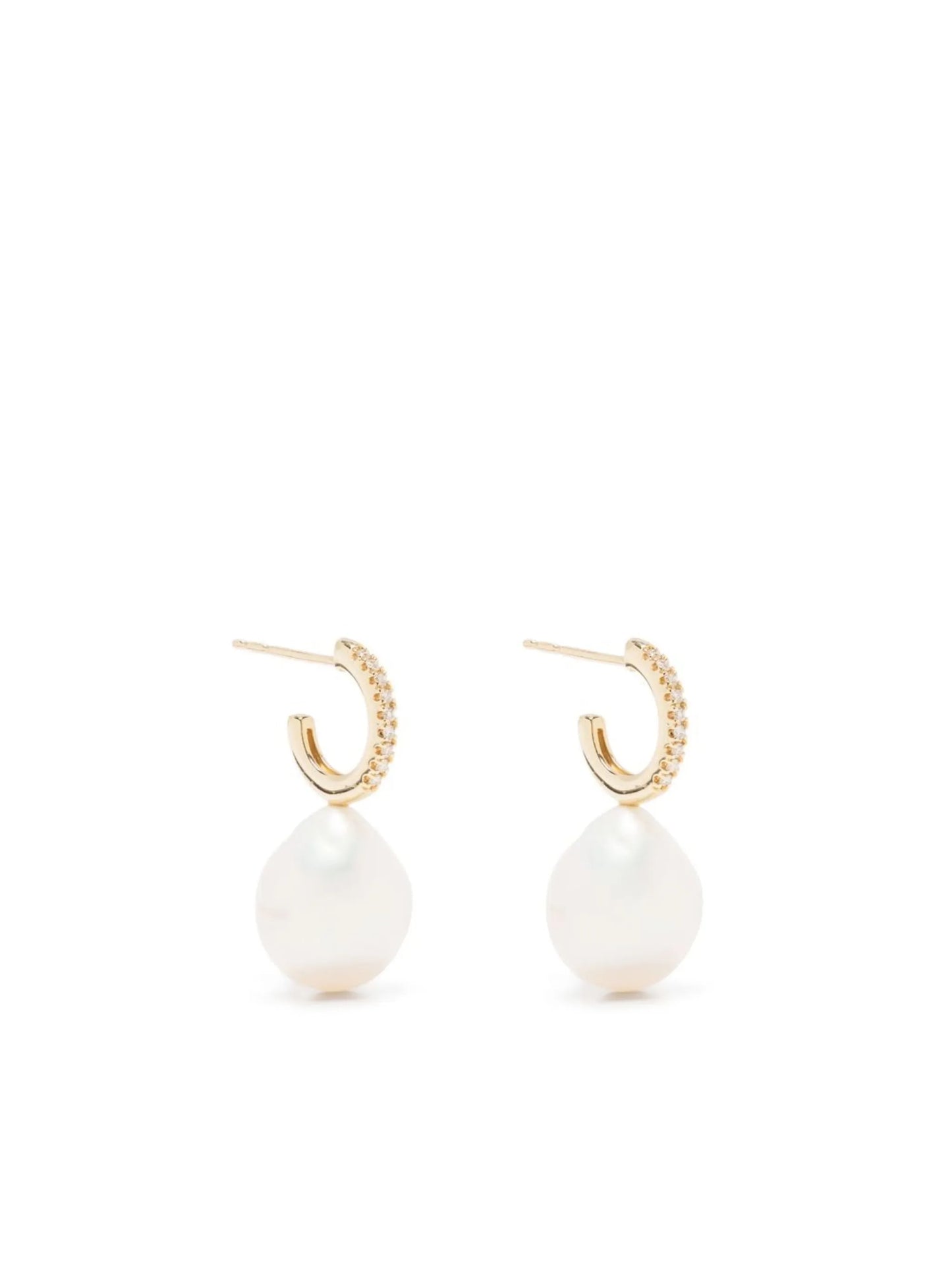 14kt yellow gold pearl and diamond earrings