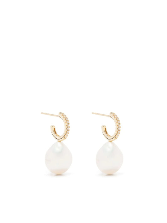 14kt yellow gold pearl and diamond earrings