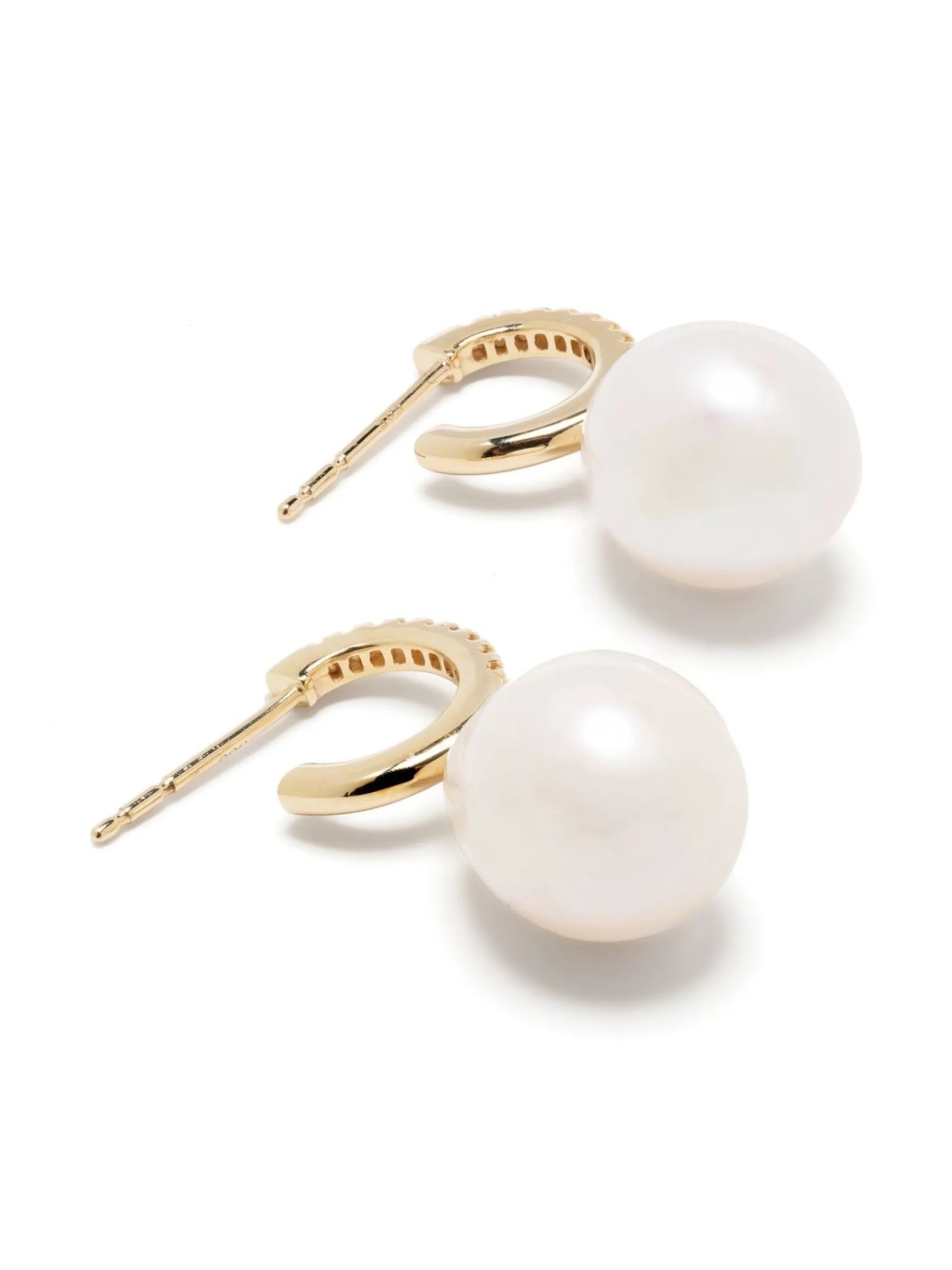 14kt yellow gold pearl and diamond earrings