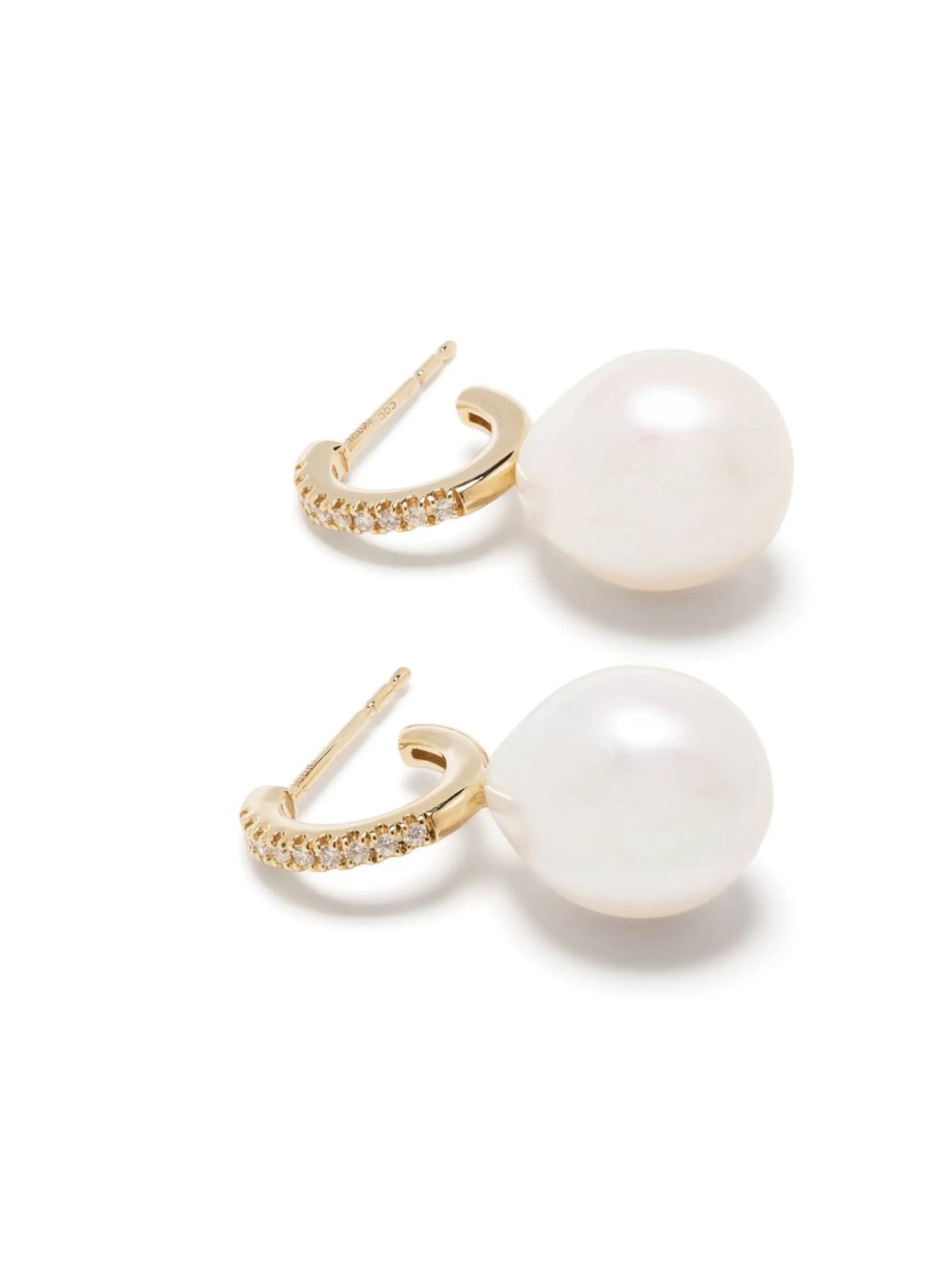 14kt yellow gold pearl and diamond earrings