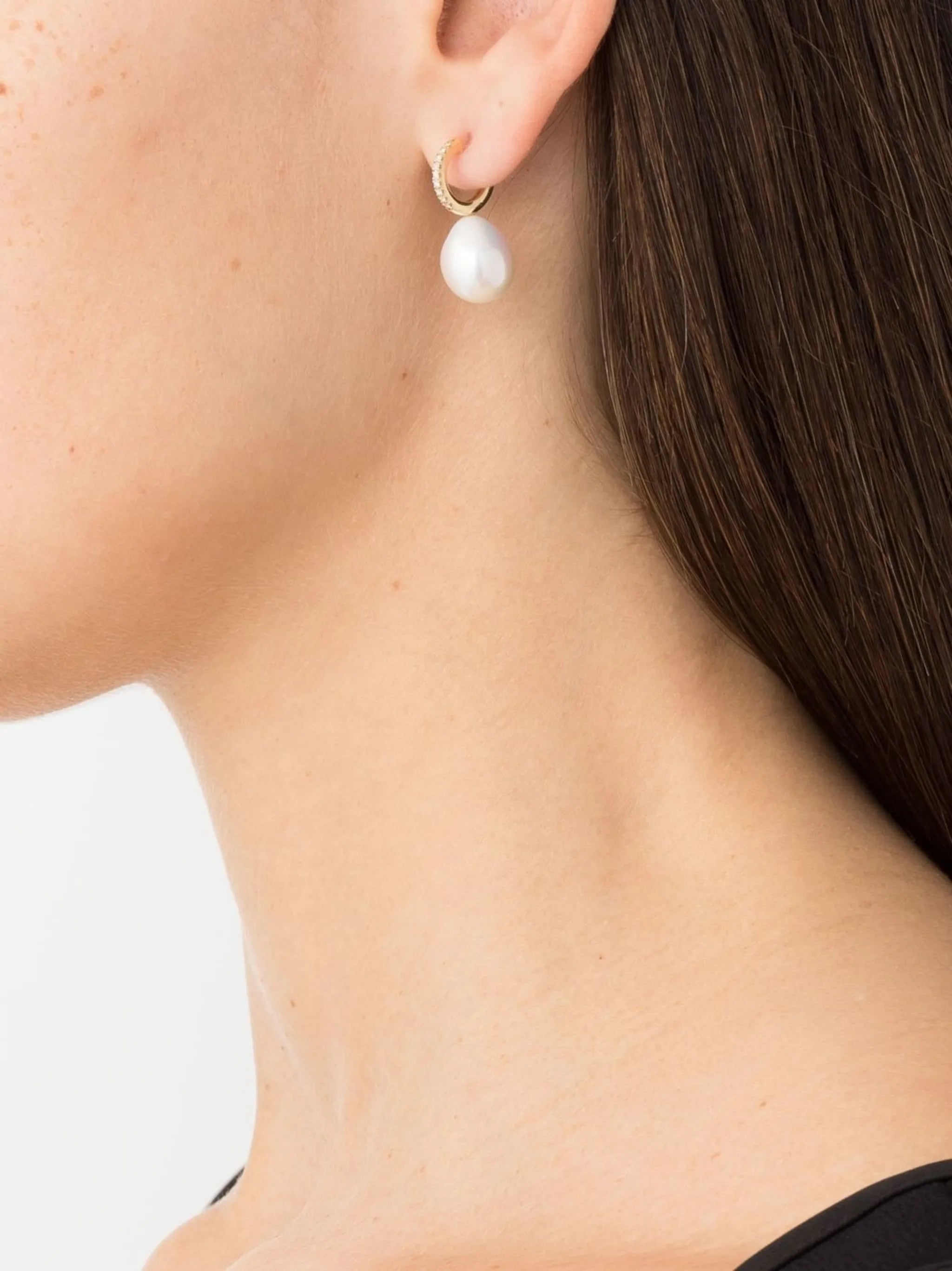 14kt yellow gold pearl and diamond earrings