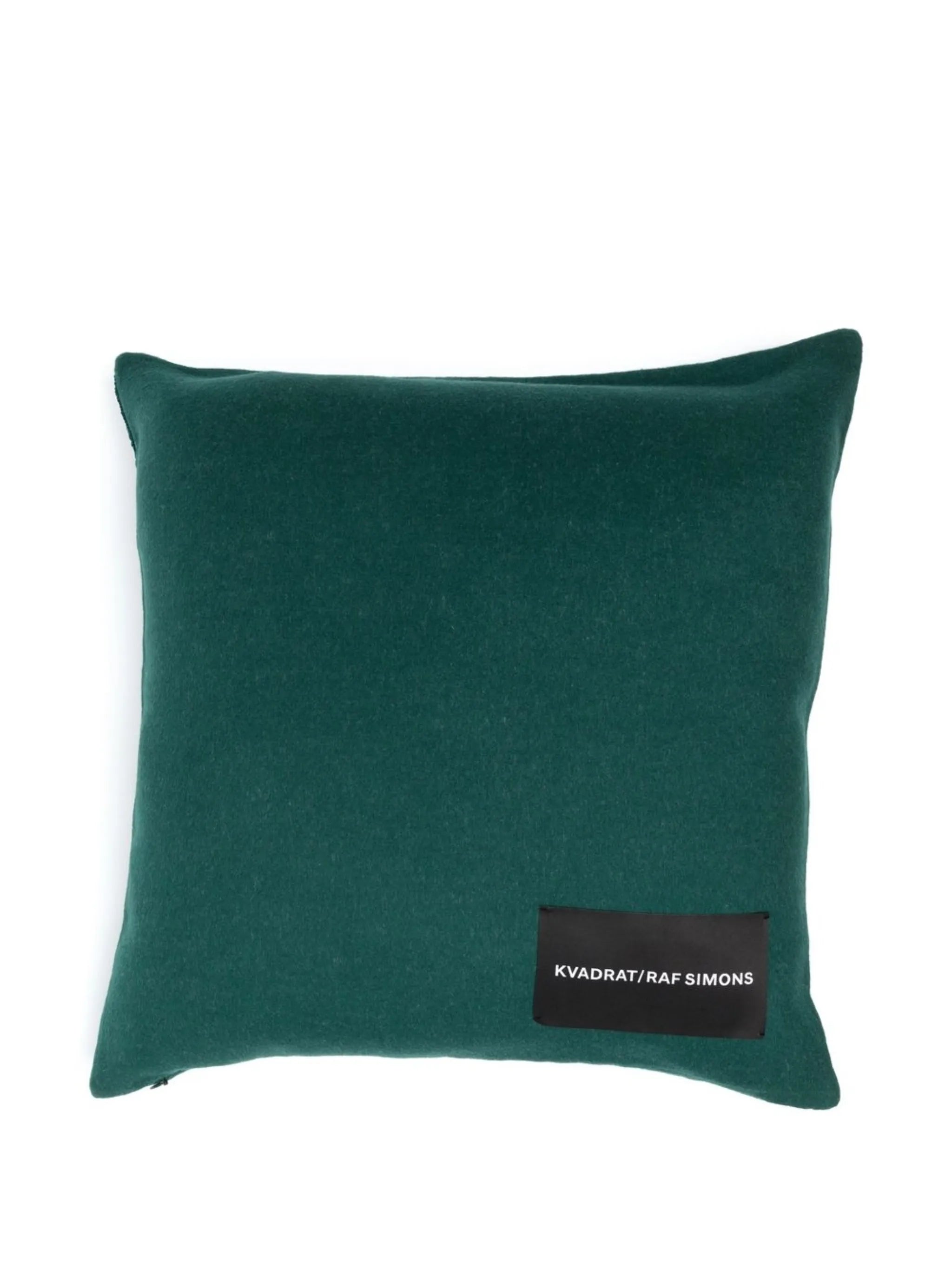 x Raf Simons logo-border virgin wool cushion