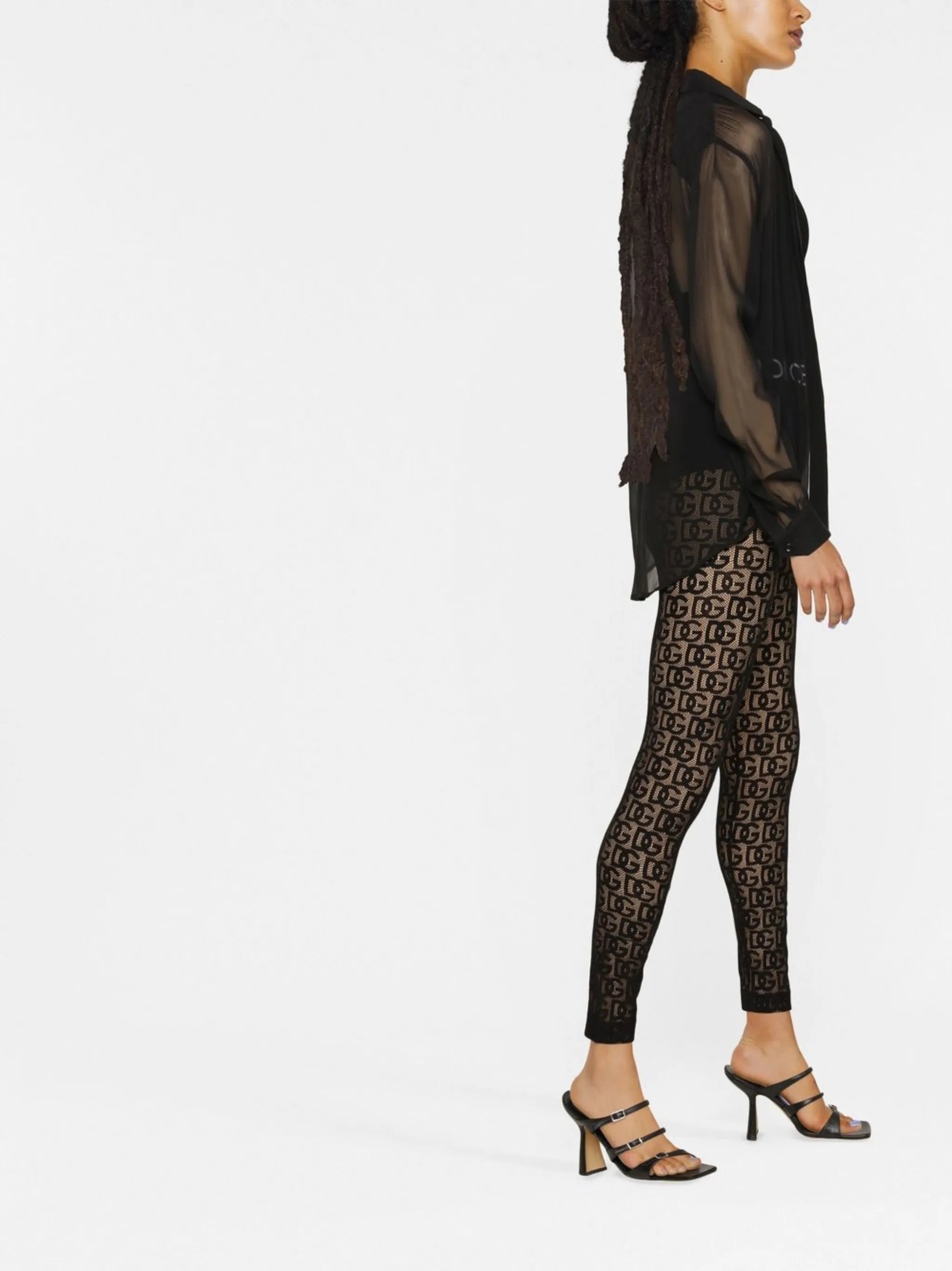 logo-print sheer leggings