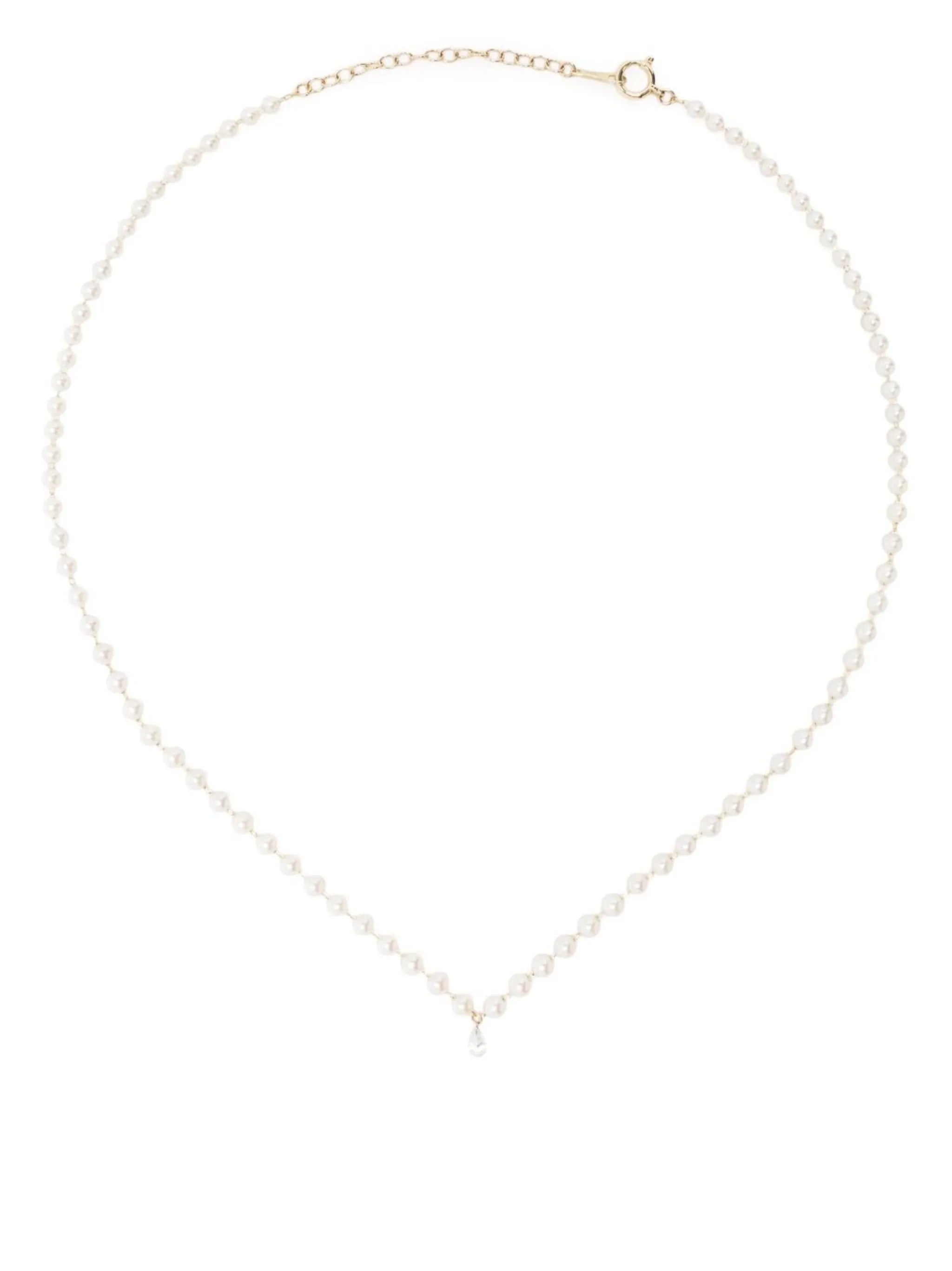 14kt yellow gold Akoya pearl diamond necklace
