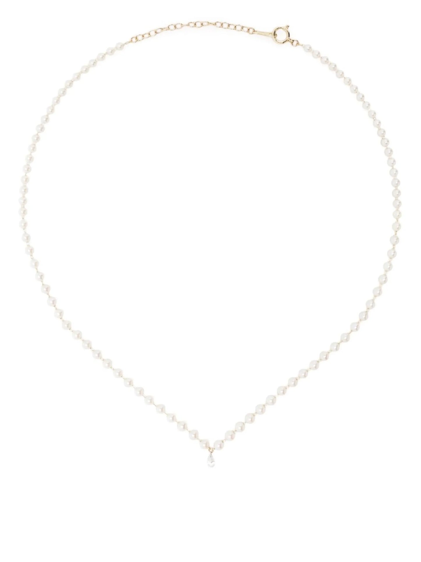14kt yellow gold Akoya pearl diamond necklace