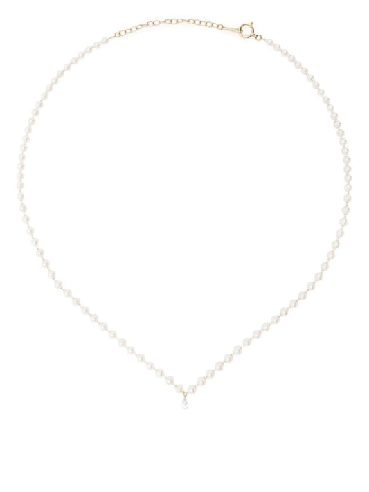 14kt yellow gold Akoya pearl diamond necklace