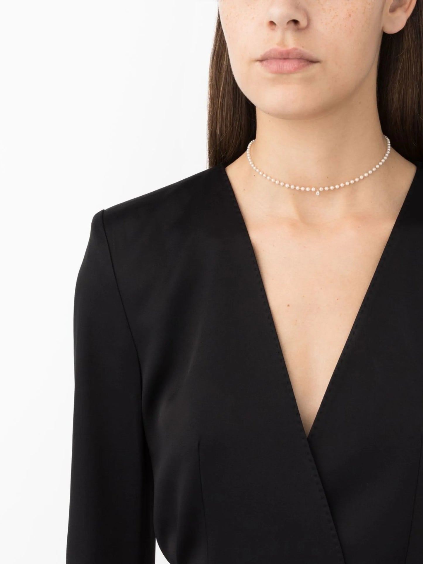 14kt yellow gold Akoya pearl diamond necklace