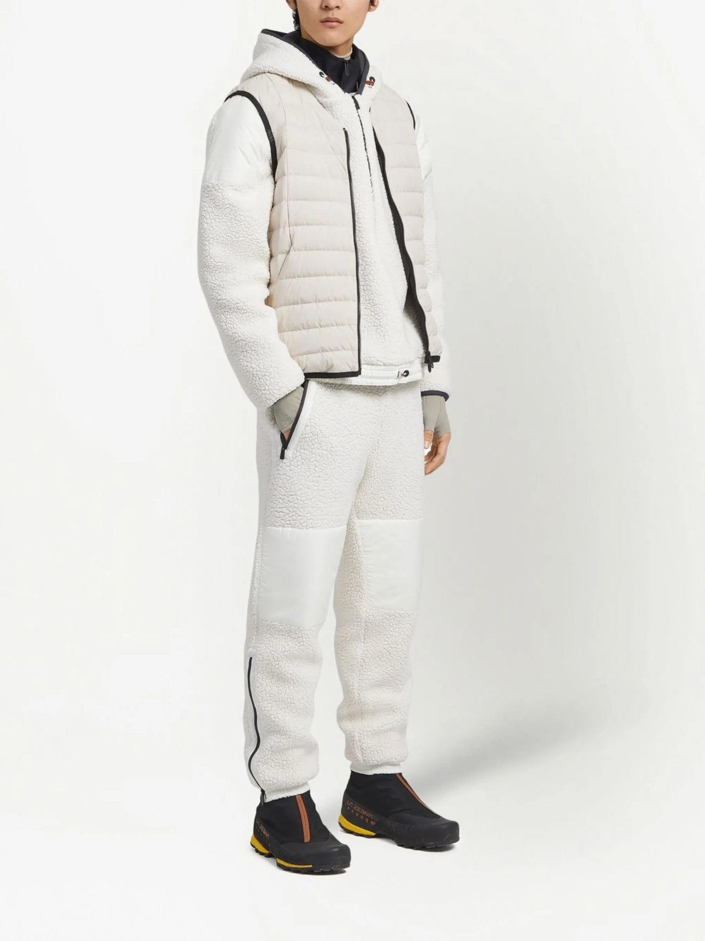 panelled padded hoodie