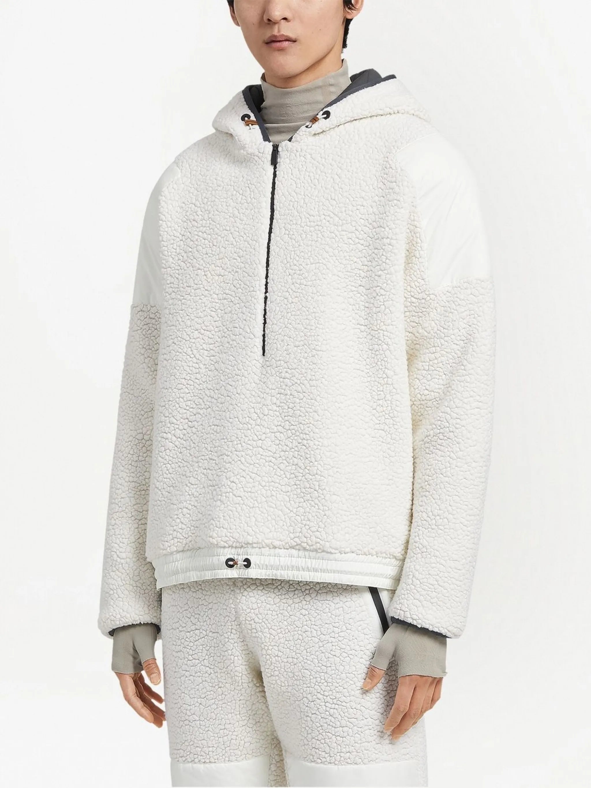 panelled padded hoodie