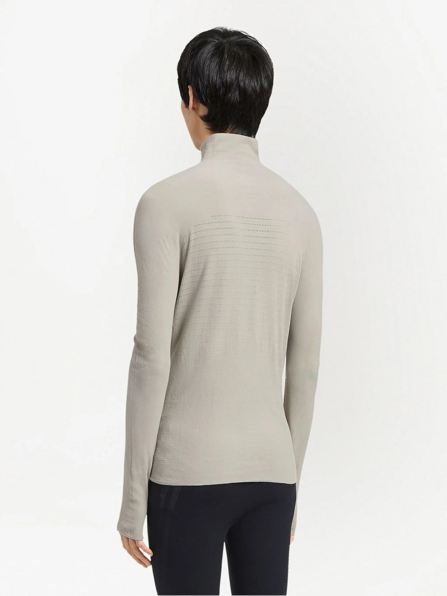 high neck long-sleeve jacquard top